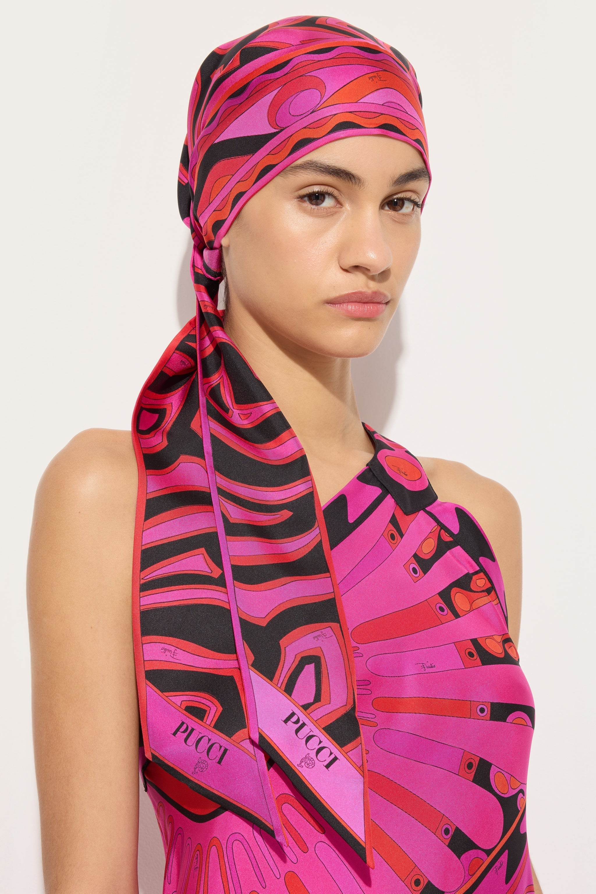 Pucci Labirinto Print Silk Triangle Scarf