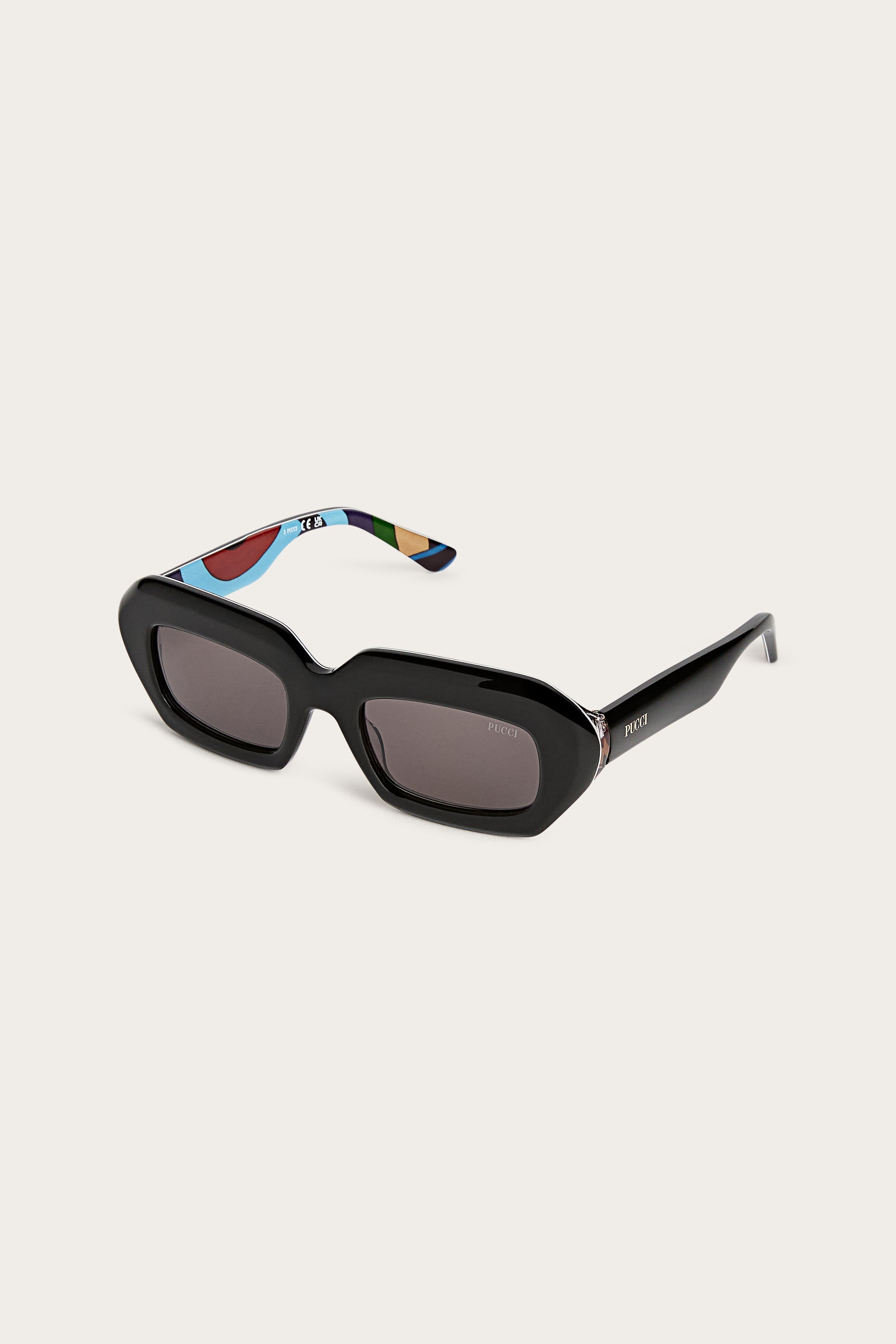 Pucci Rectangular Sunglasses with Printed Temples