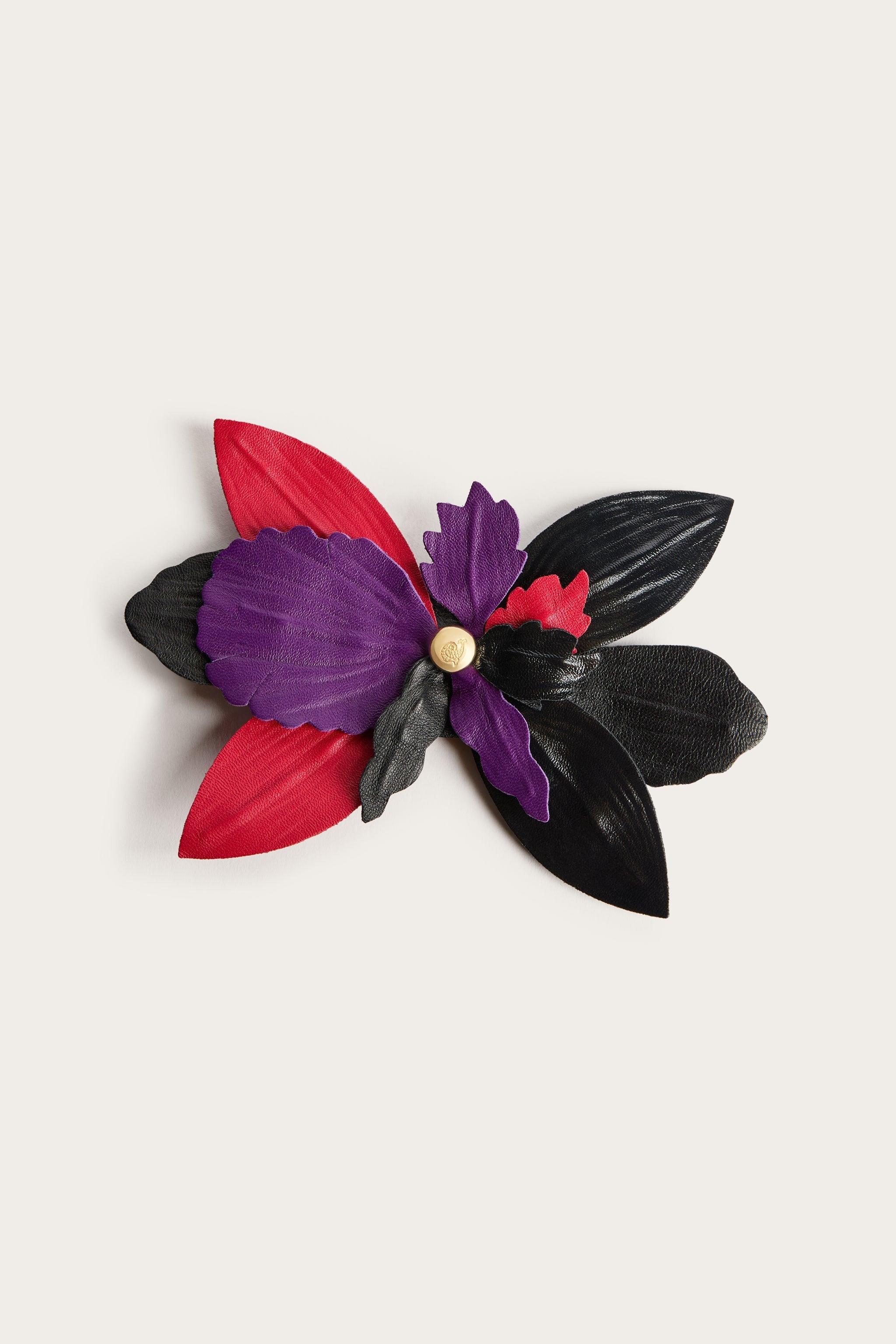 Pucci Leather Flower Brooch