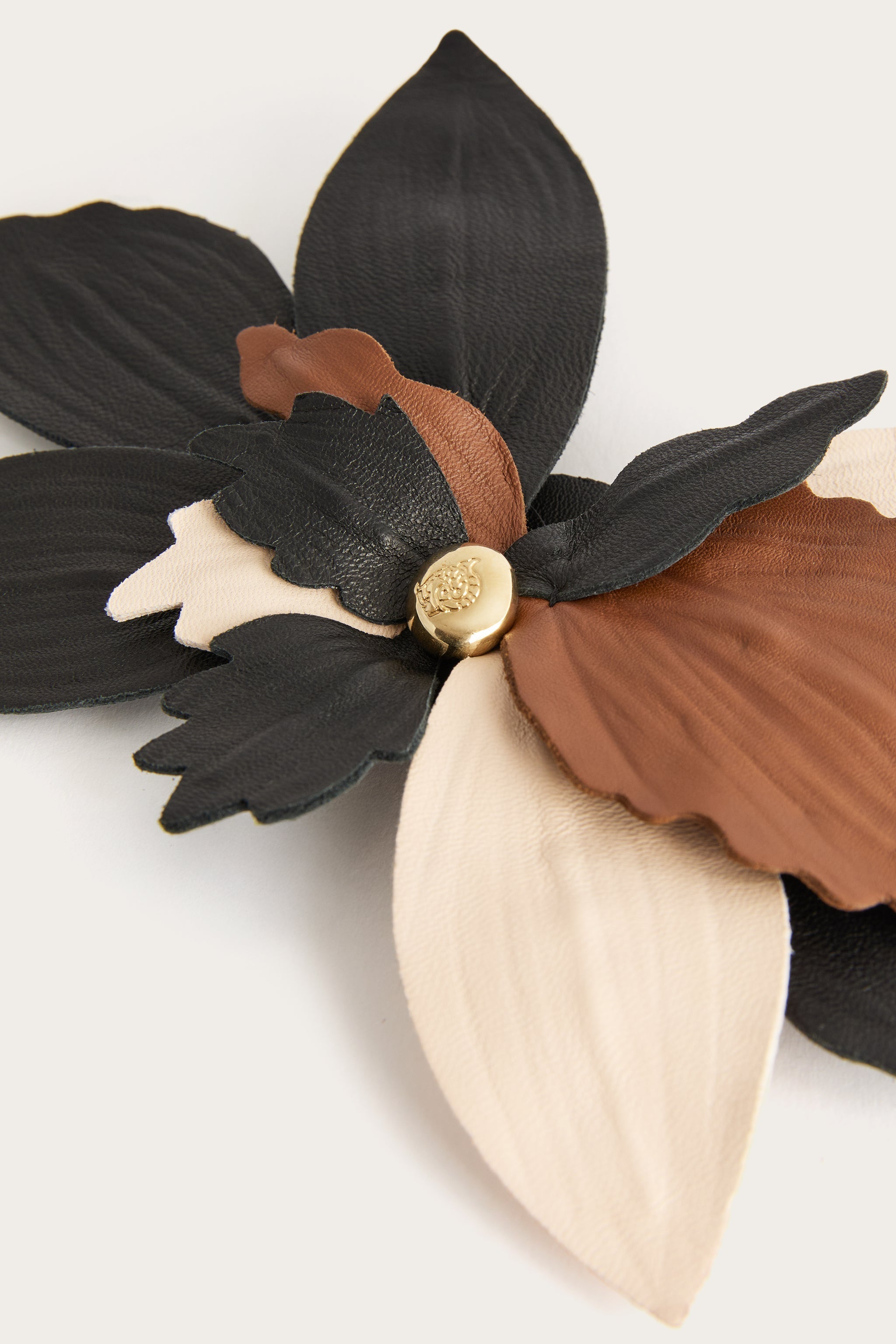 Pucci Leather Flower Brooch