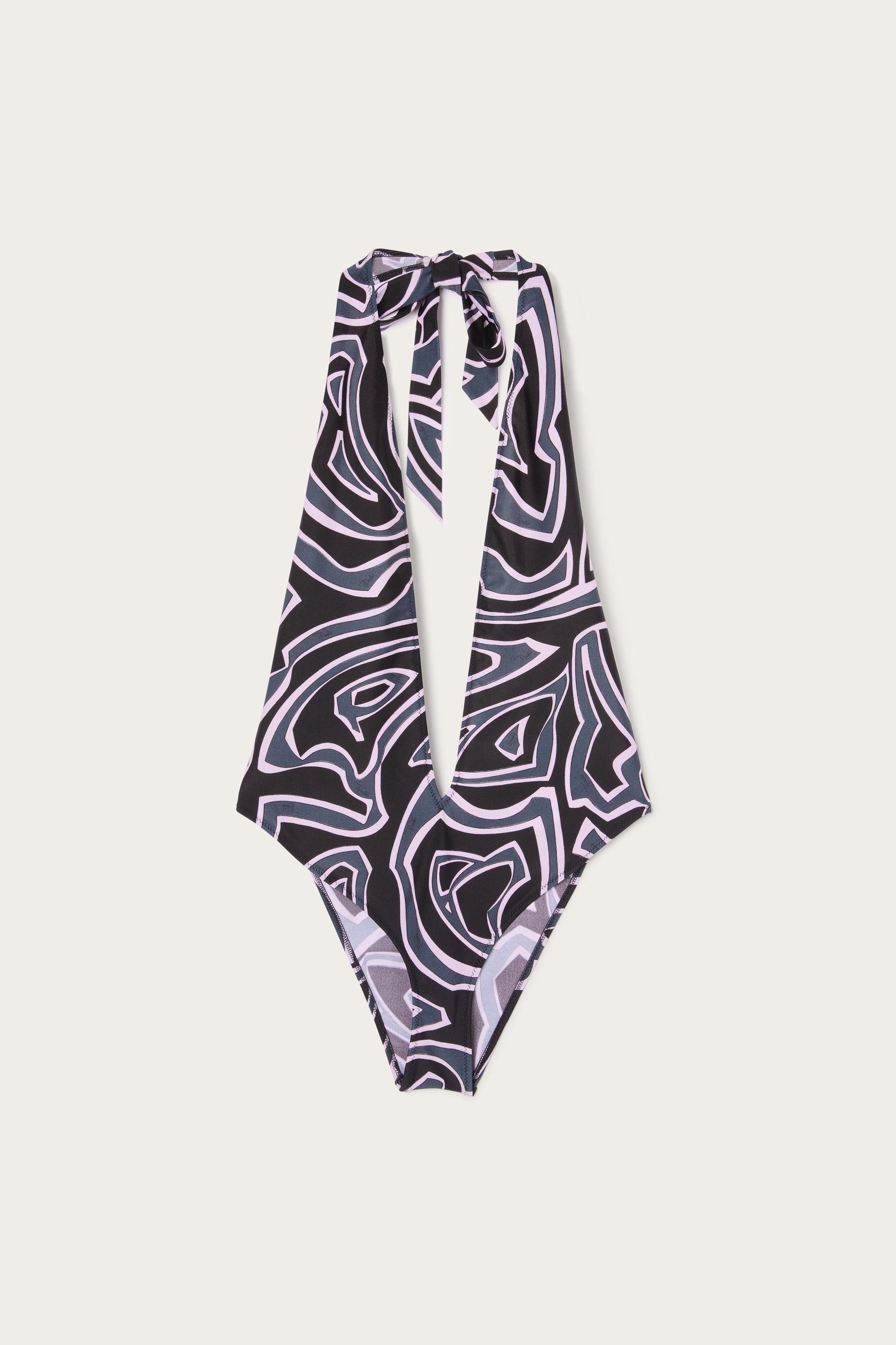 Pucci Labirinto Print Deep Neckline Swimsuit