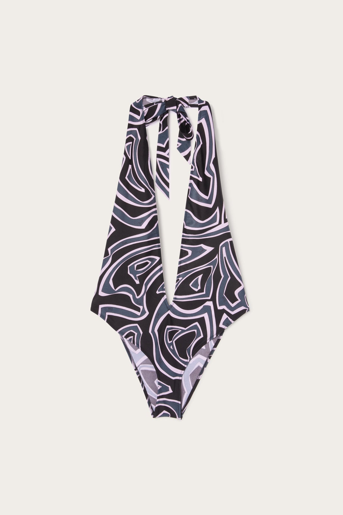 Pucci Labirinto Print Deep Neckline Swimsuit