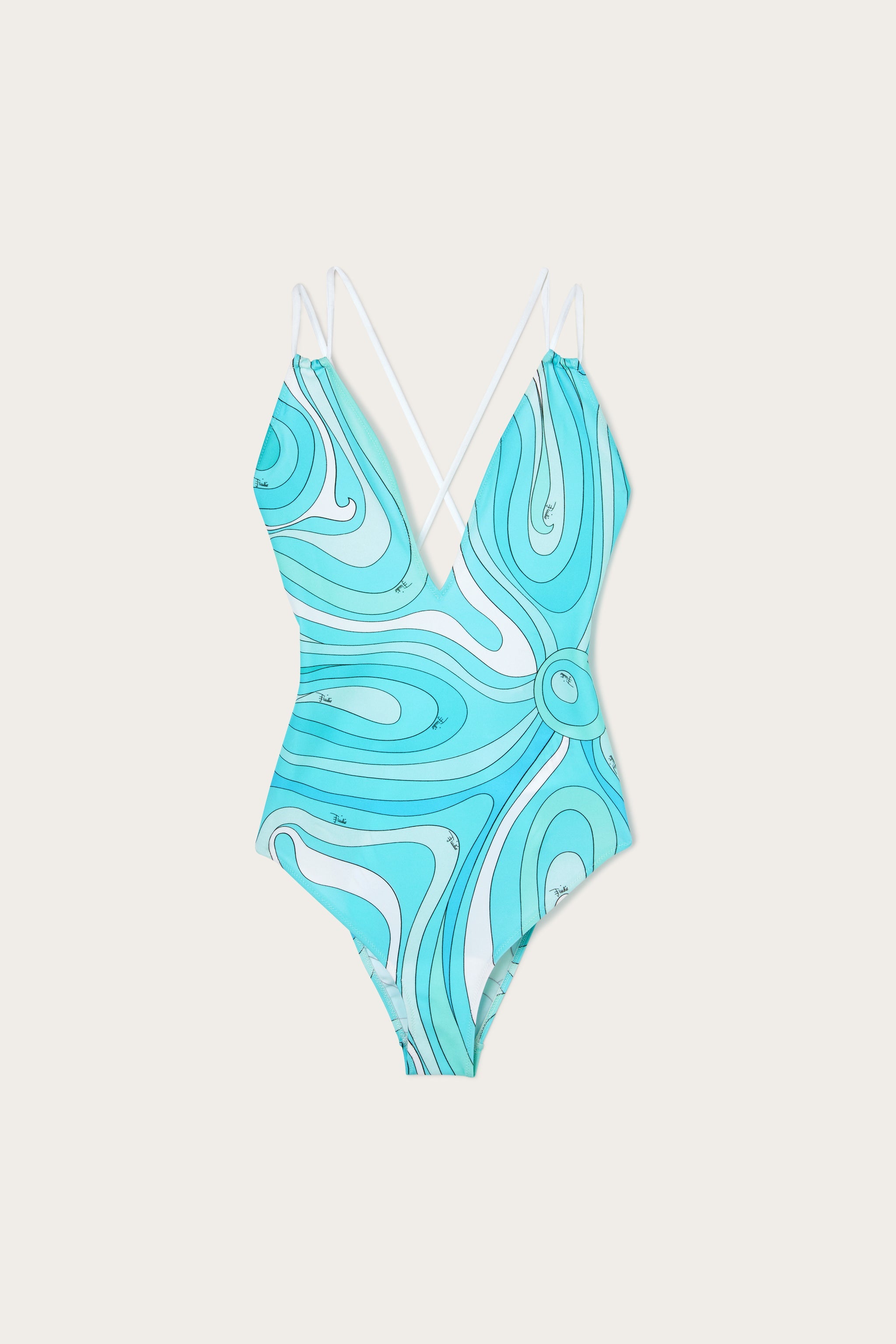 Pucci Marmo Print V-neck Swimsuit
