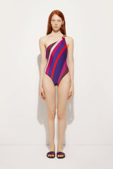 Pucci Iride Print One-Shoulder Swimsuit