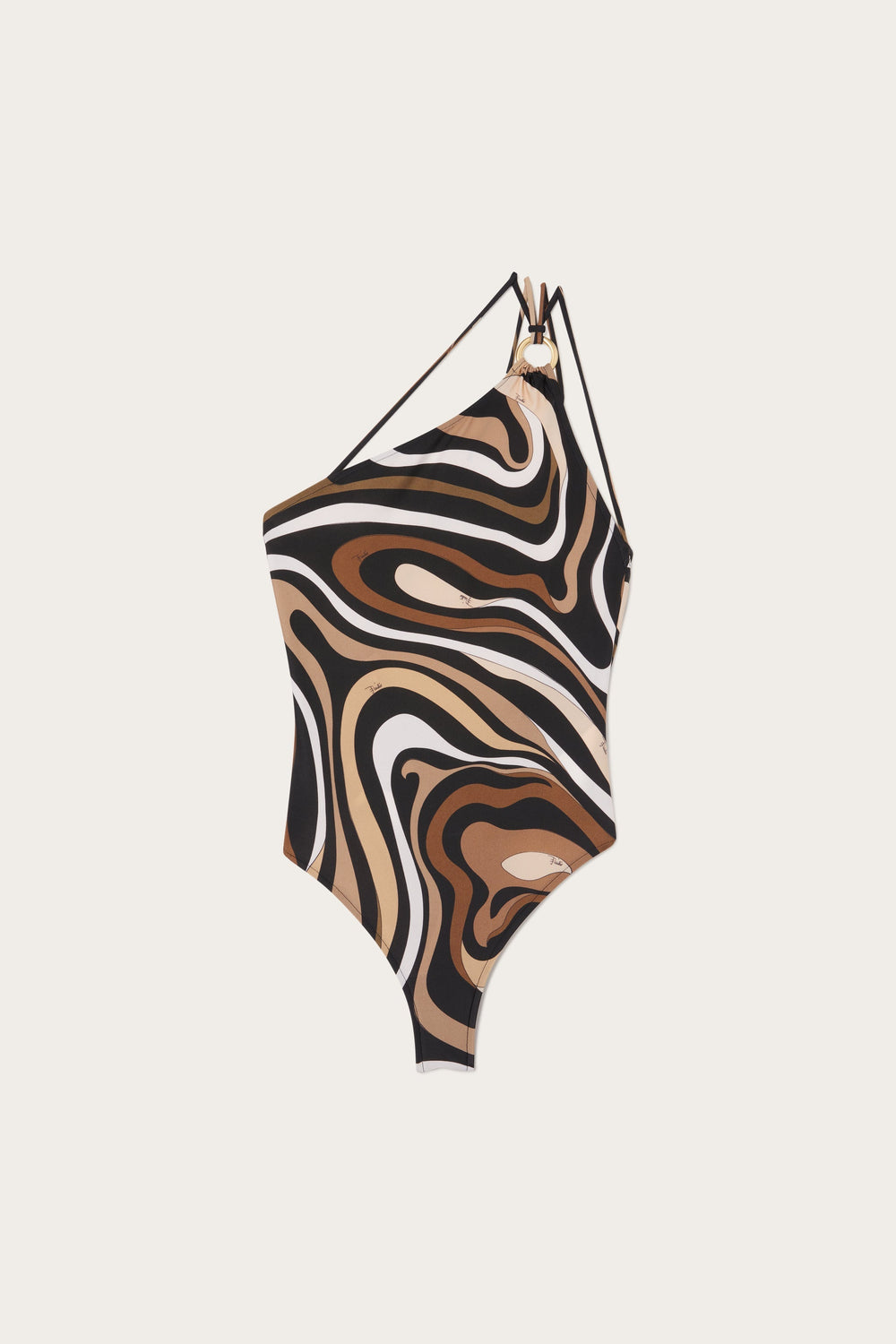 Pucci Marmo Print One-Shoulder Swimsuit