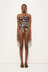 Pucci Marmo Print One-Shoulder Swimsuit