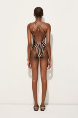 Pucci Marmo Print One-Shoulder Swimsuit