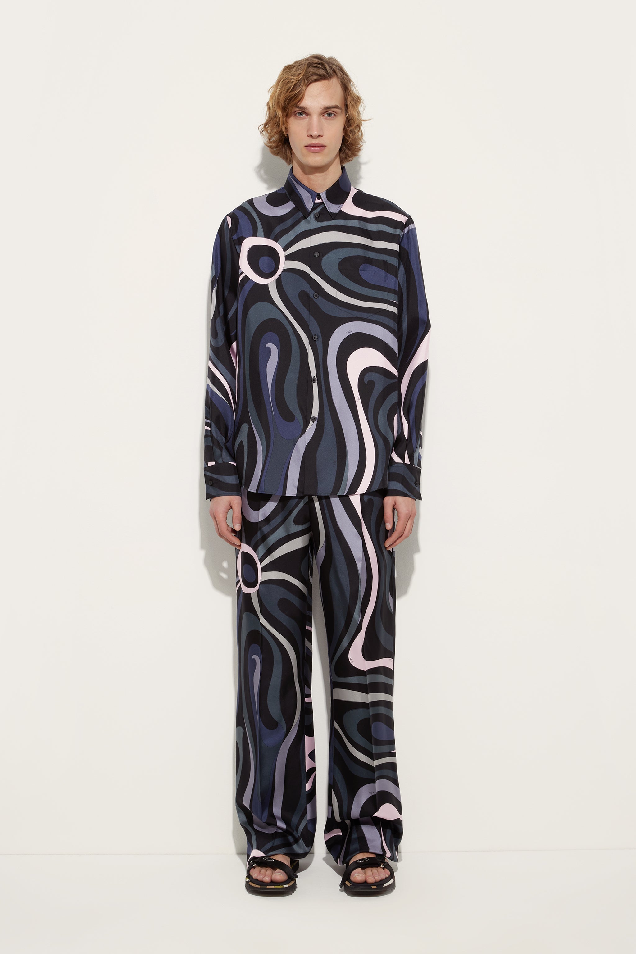 Pucci Marmo Print Silk Trousers