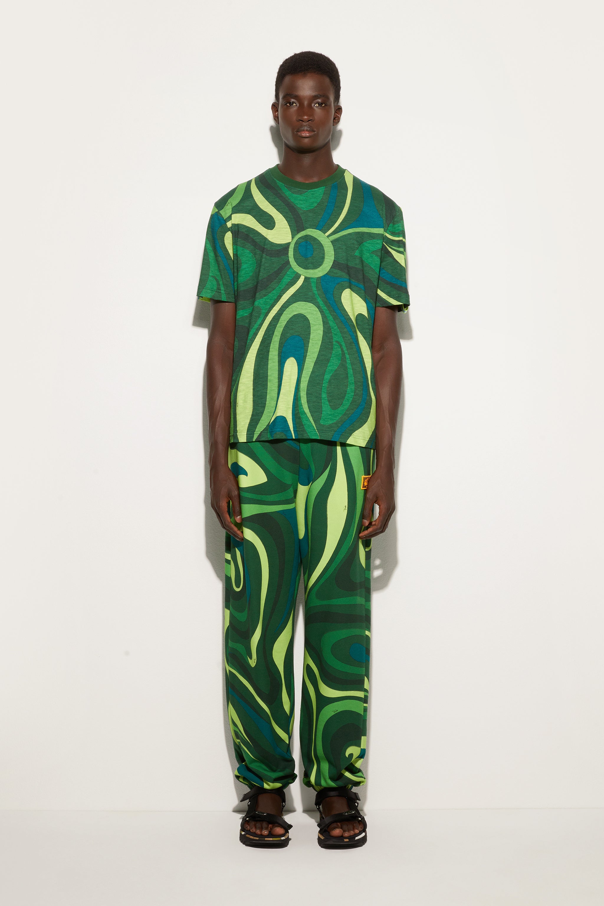 Pucci Flamed Jersey T-Shirt with Allover Print