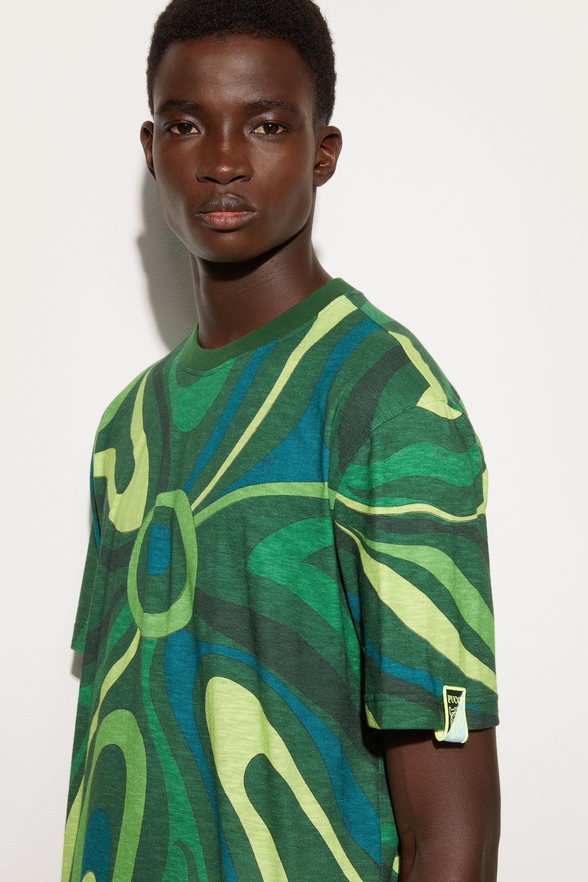 Pucci Flamed Jersey T-Shirt with Allover Print