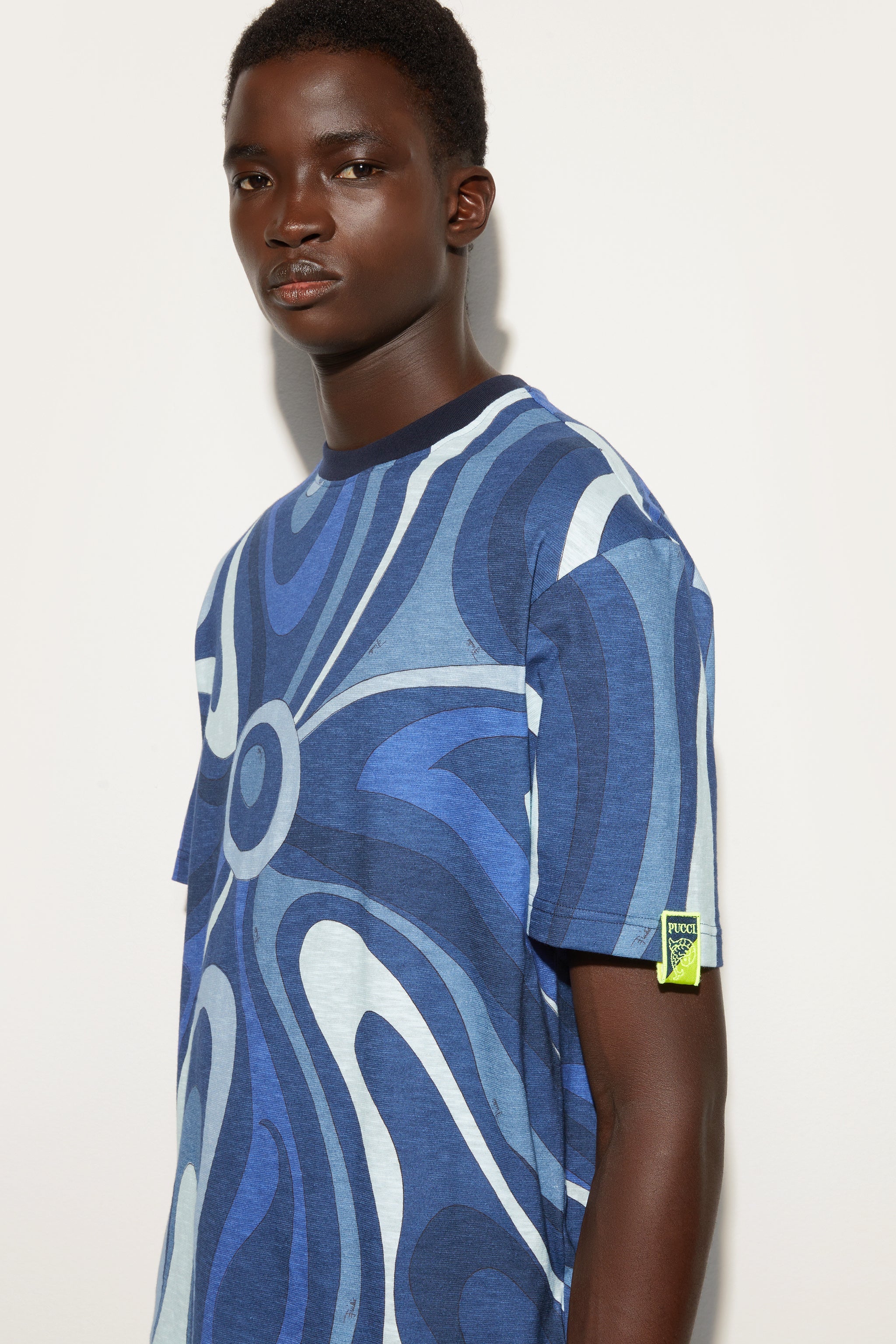 Pucci Flamed Jersey T-Shirt with Allover Print