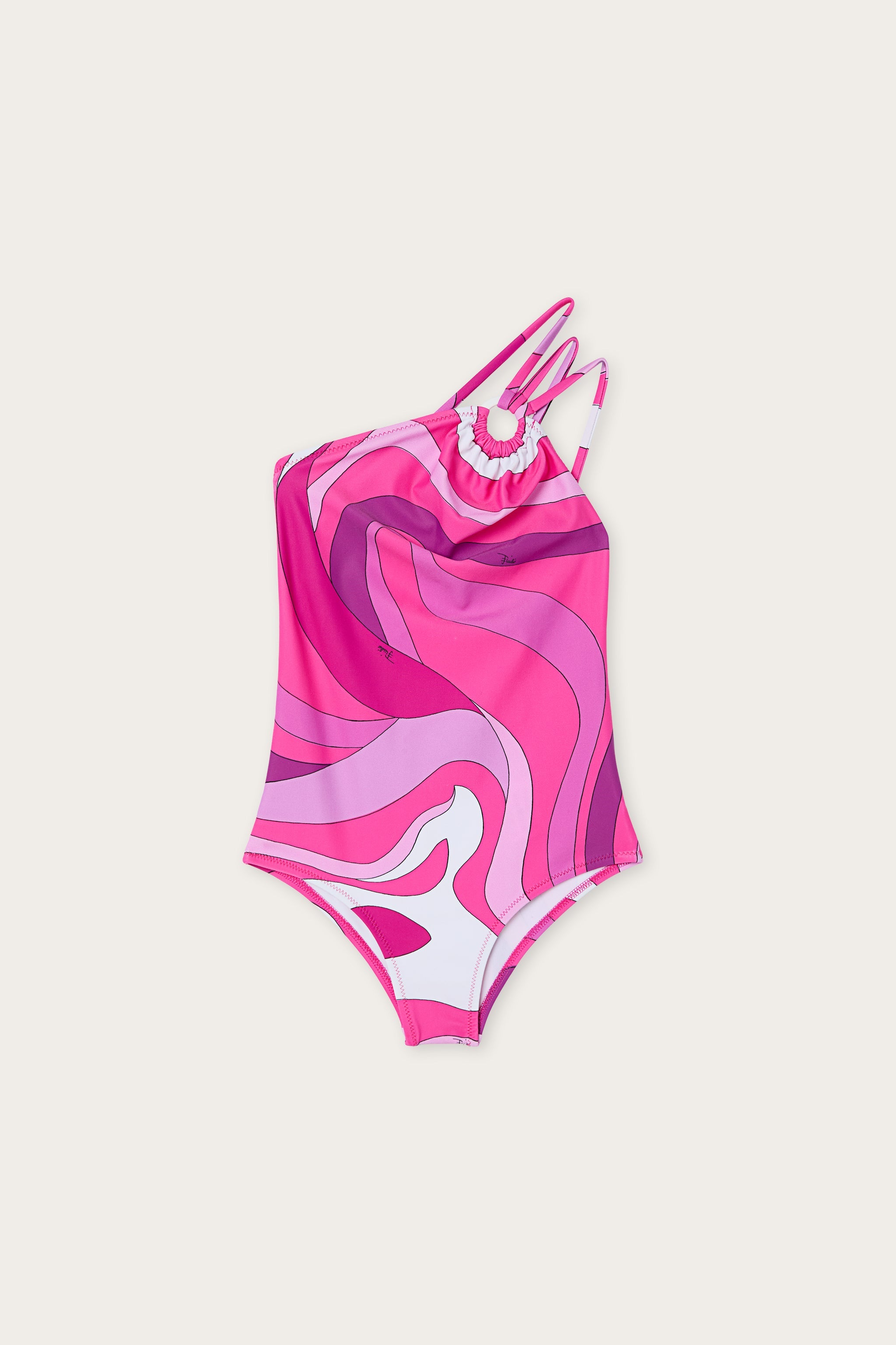 Pucci One-Shoulder Marmo Print One-Piece Swimsuit