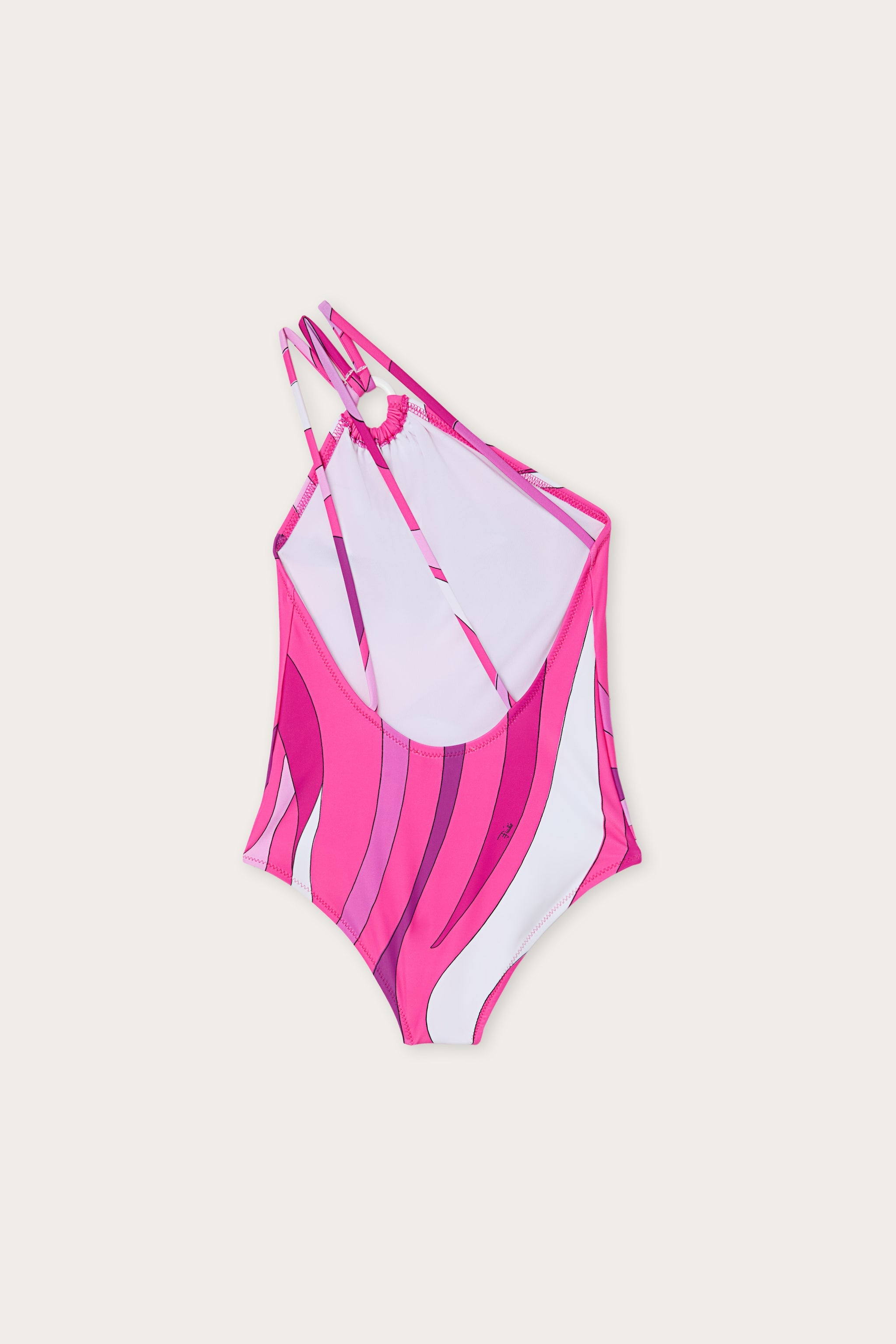 Pucci One-Shoulder Marmo Print One-Piece Swimsuit