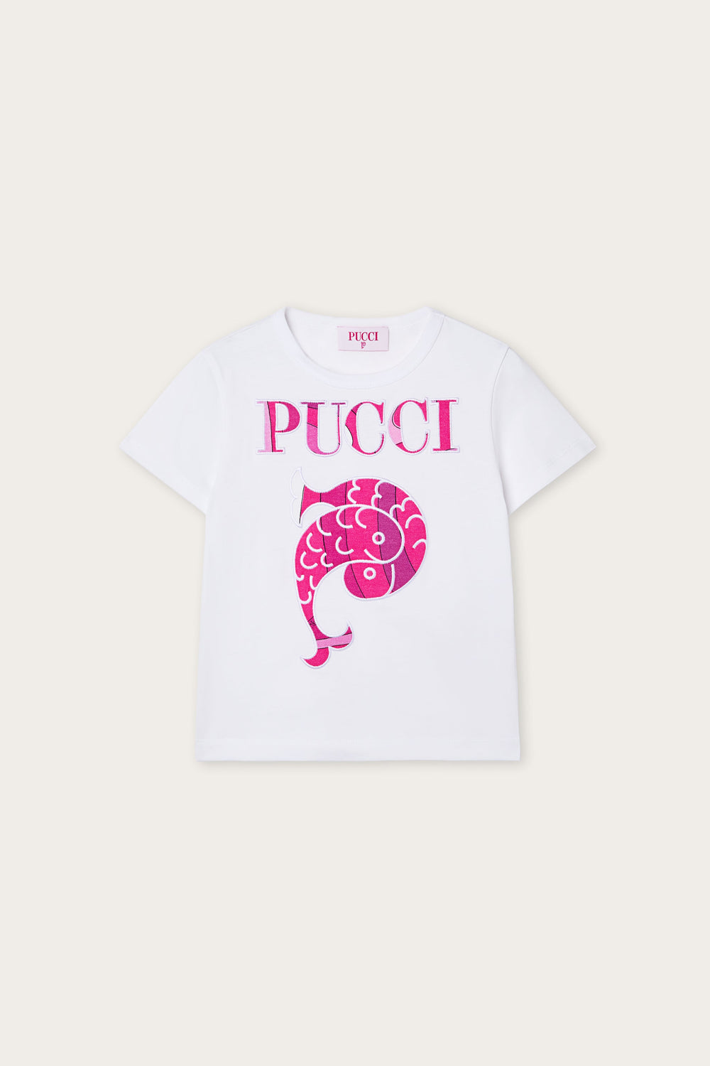 Pucci T-shirt with Embroidered Logo and Fish