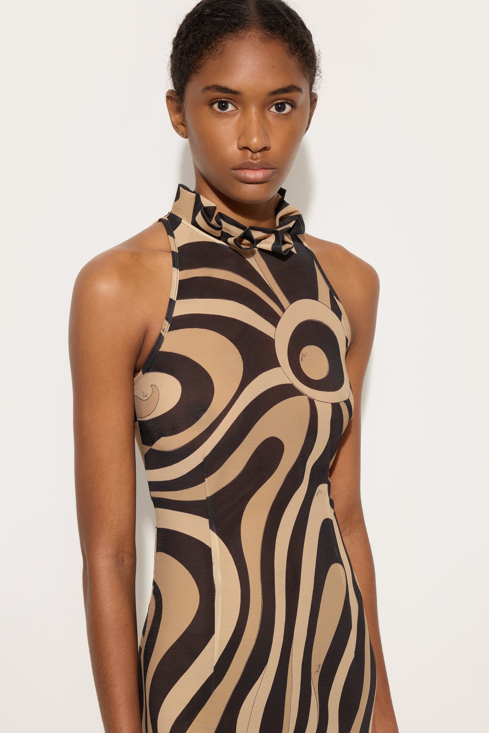 Pucci Marmo Print Dress with Ruffle Details