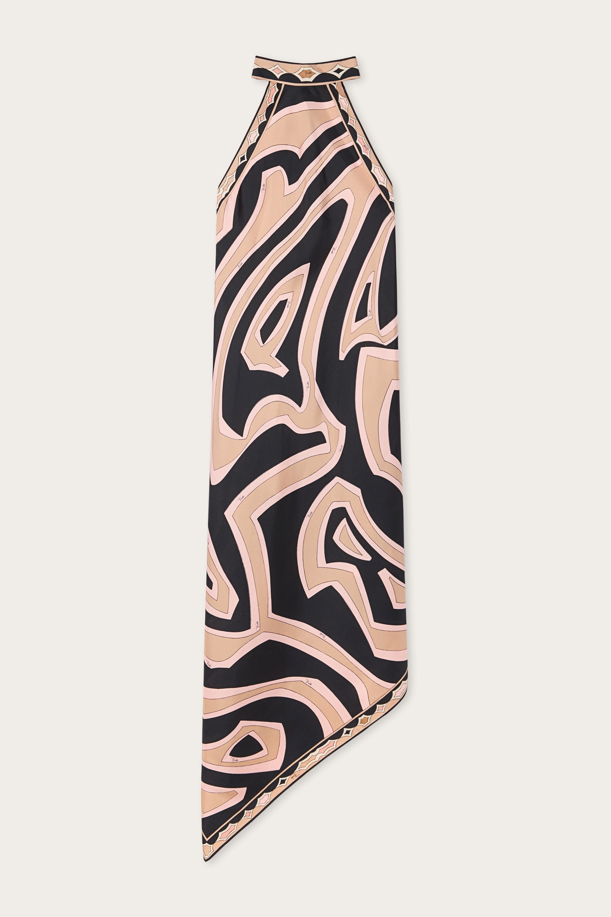Pucci Labirinto Print Silk Dress with Halter Neckline