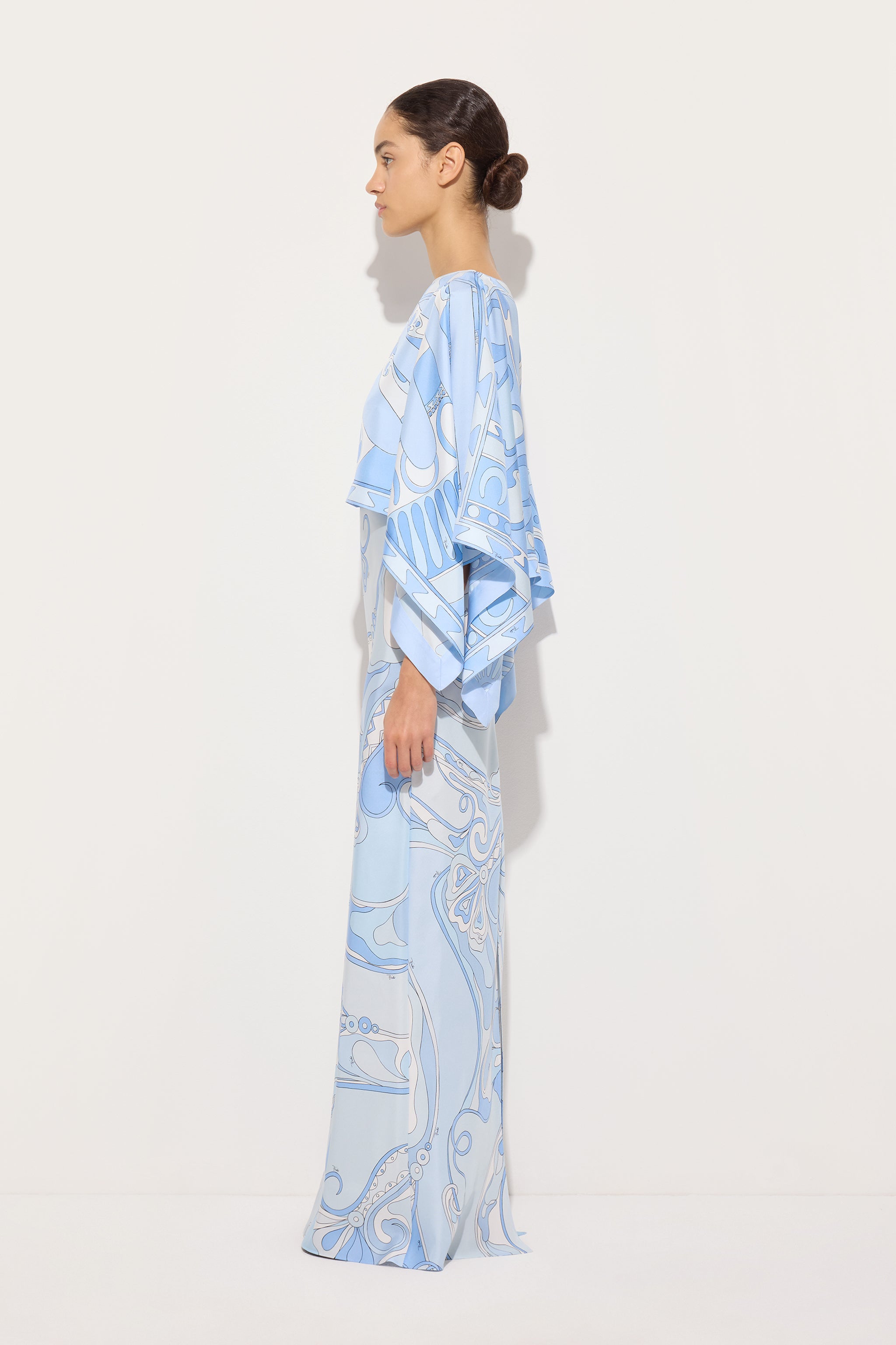 Pucci Orchidee and Soleil Print Silk Dress with Cape