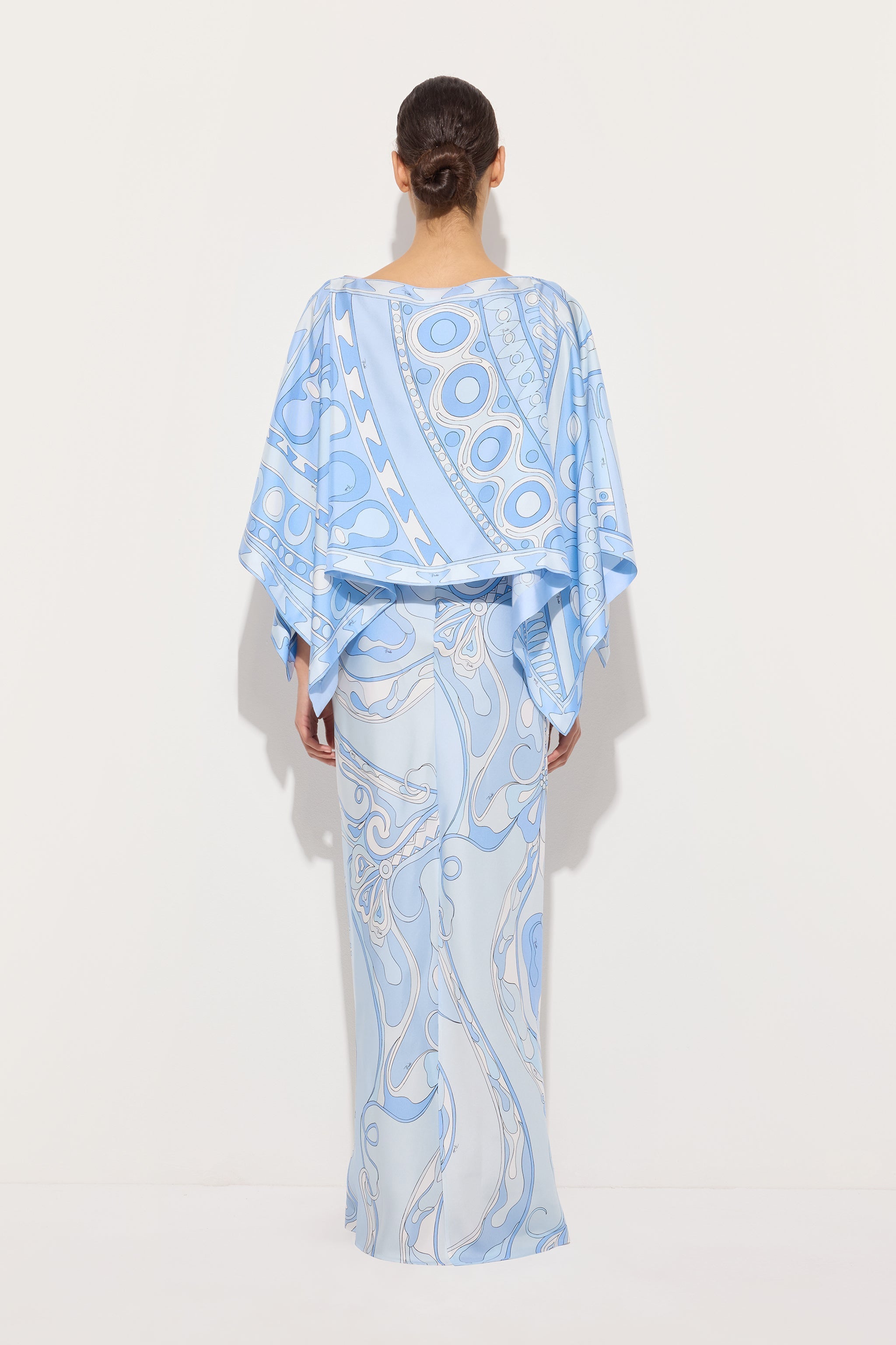 Pucci Orchidee and Soleil Print Silk Dress with Cape
