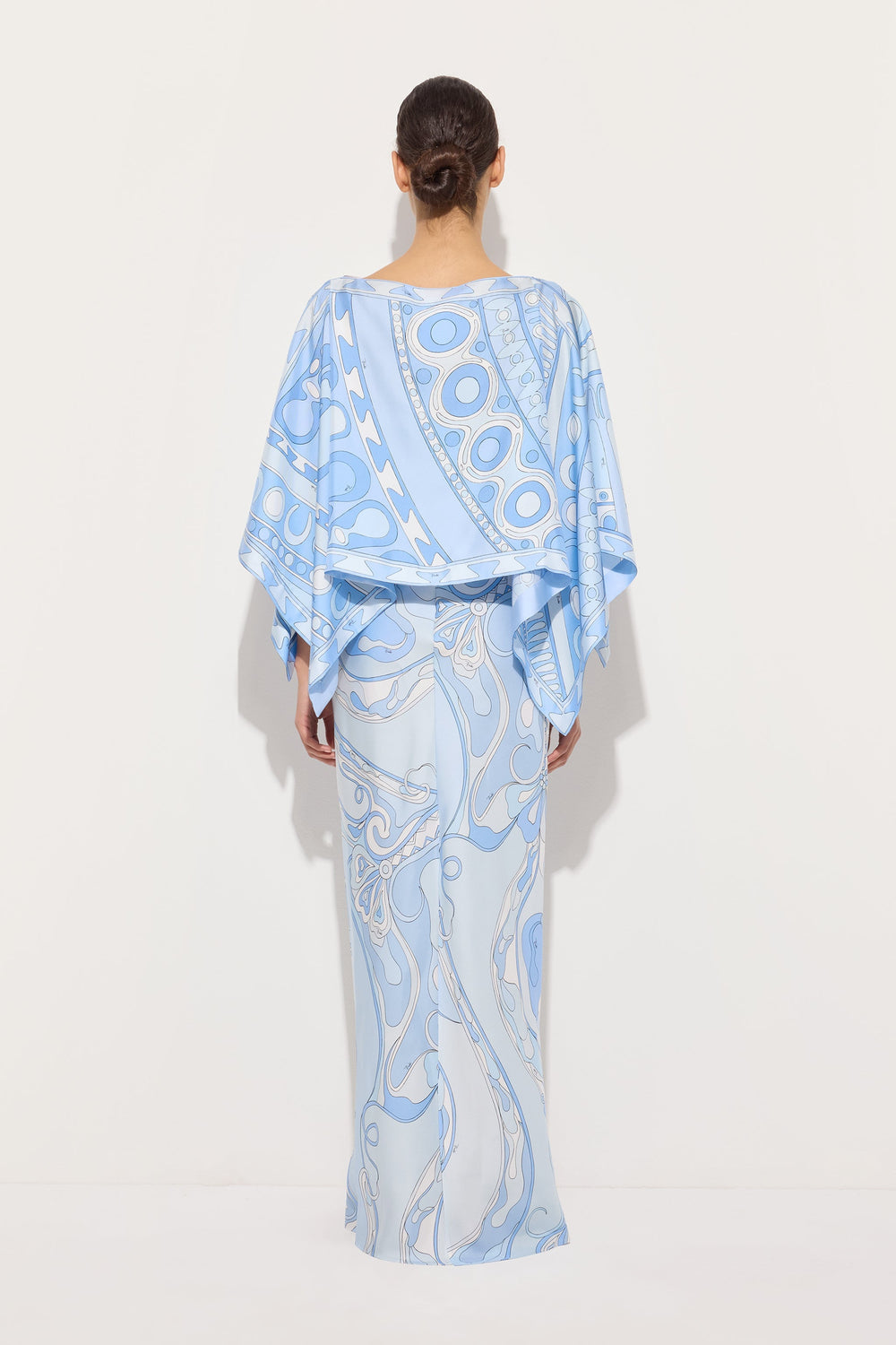 Pucci Orchidee and Soleil Print Silk Dress with Cape