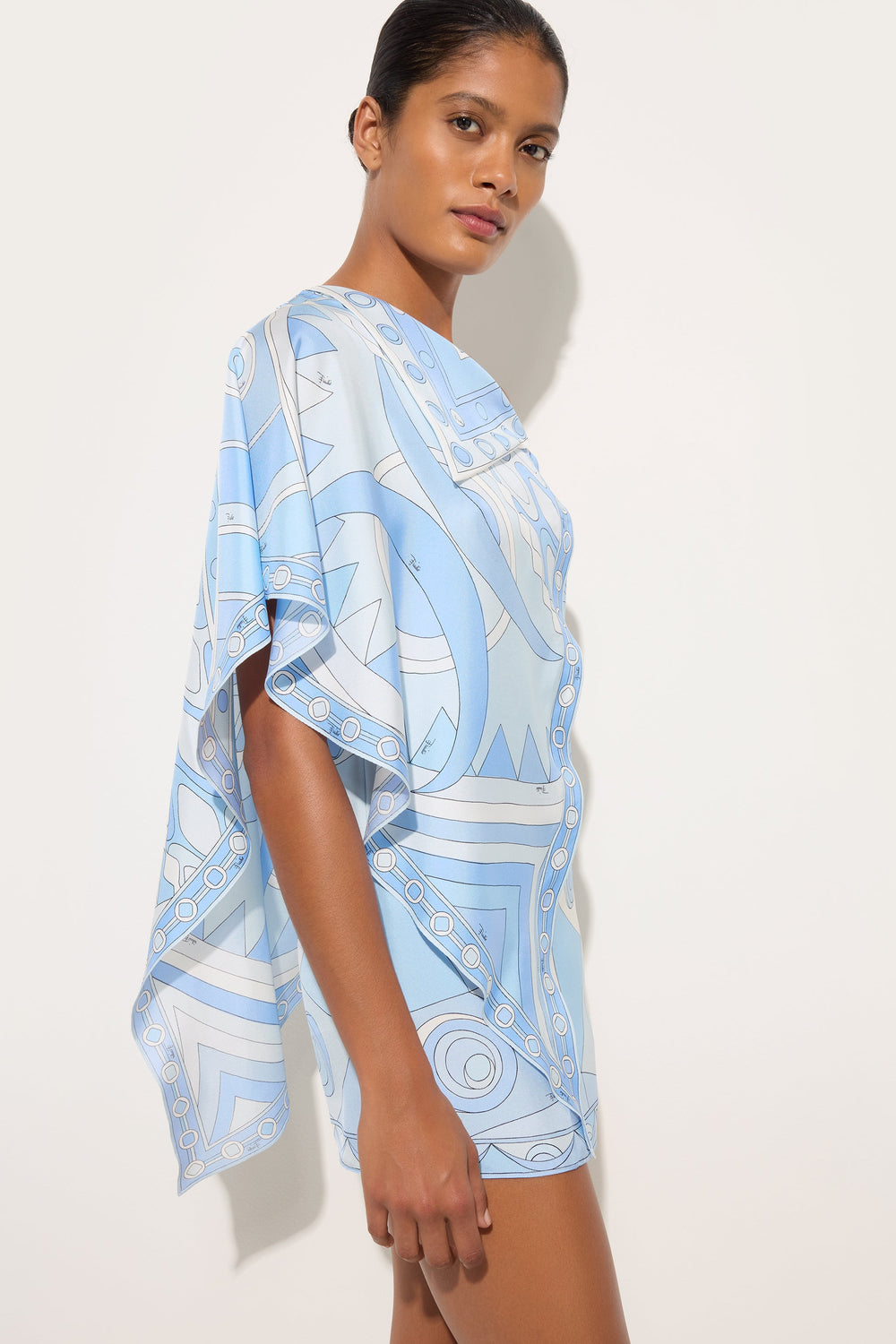 Pucci Occhi and Vivara Print Asymmetrical Silk Dress
