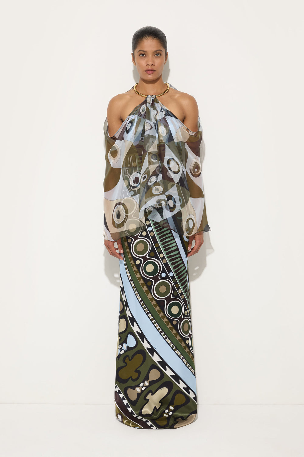 Pucci Occhi Print Satin and Chiffon Dress