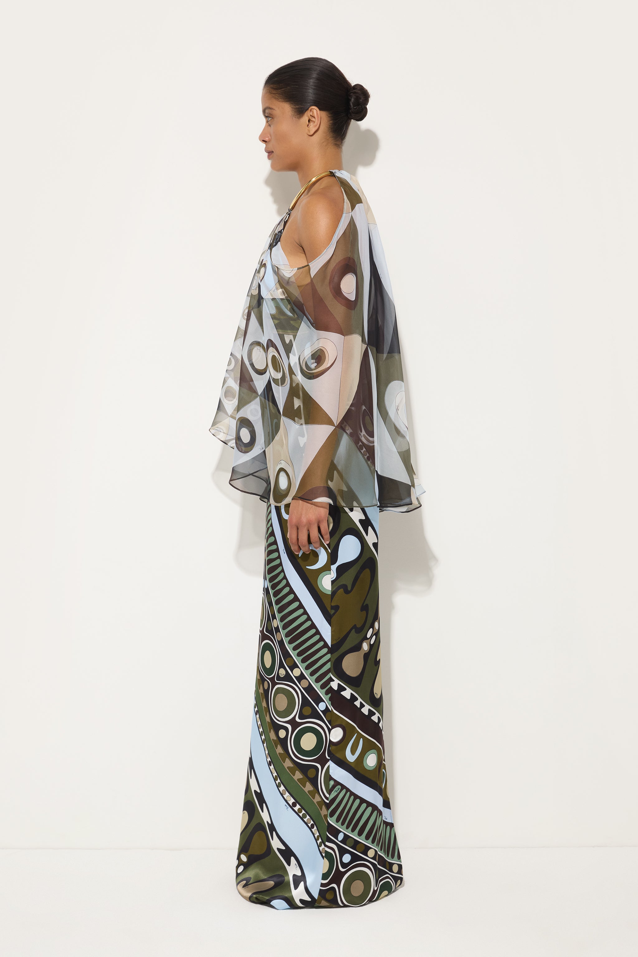 Pucci Occhi Print Satin and Chiffon Dress