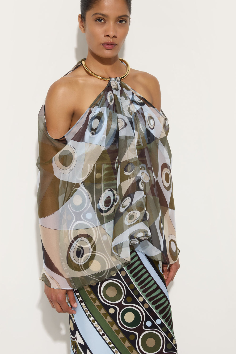 Pucci Occhi Print Satin and Chiffon Dress
