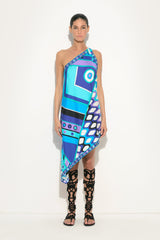 Pucci Vivara Print One-Shoulder Silk Dress
