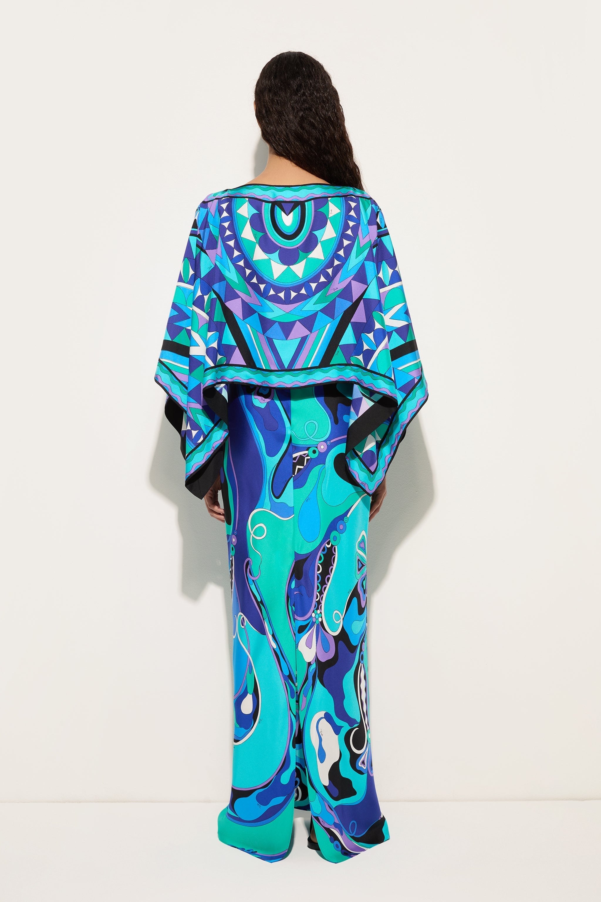 Pucci Orchidee Print Silk Dress with Cape