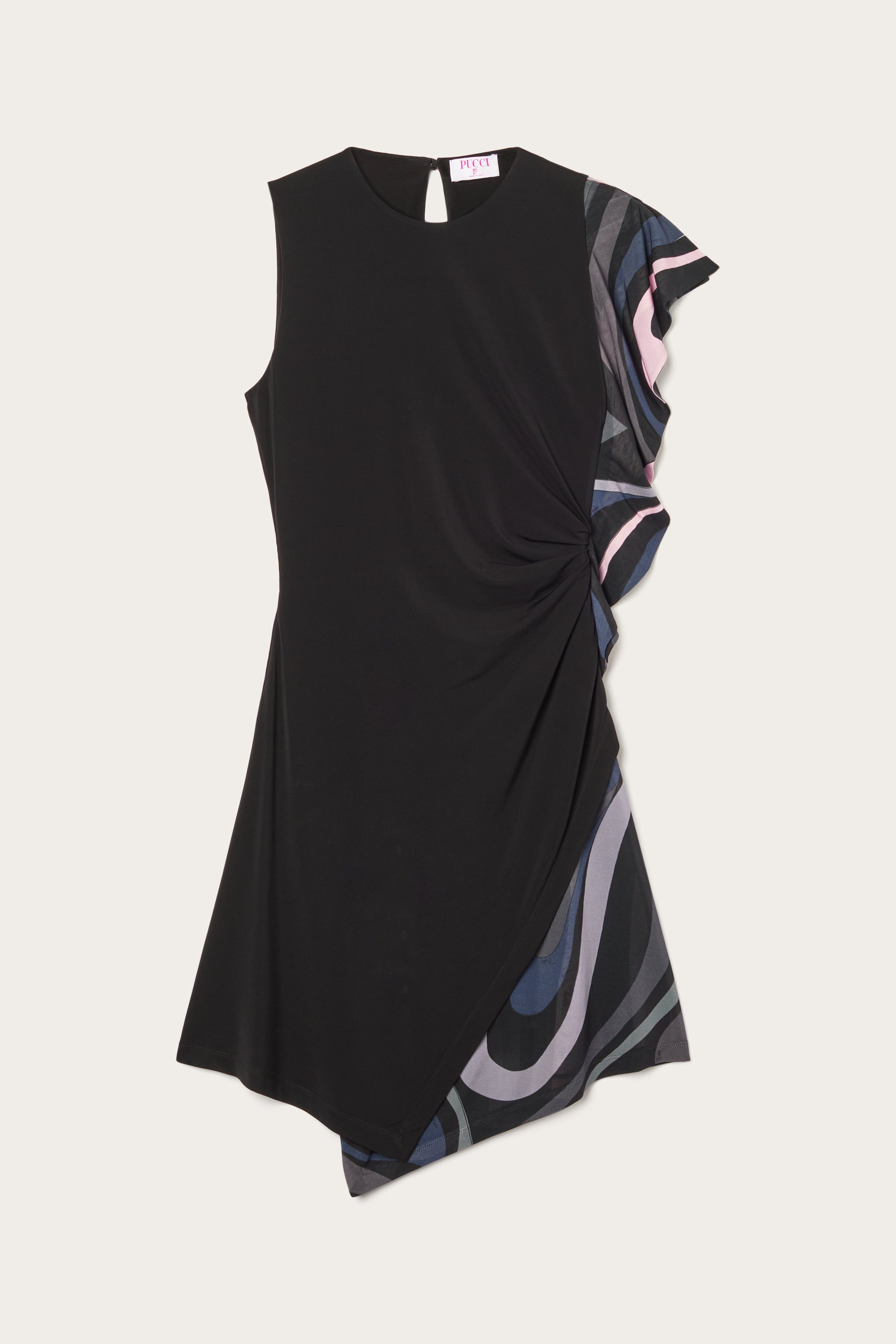 Pucci Marmo Print Drape Sleeveless Dress