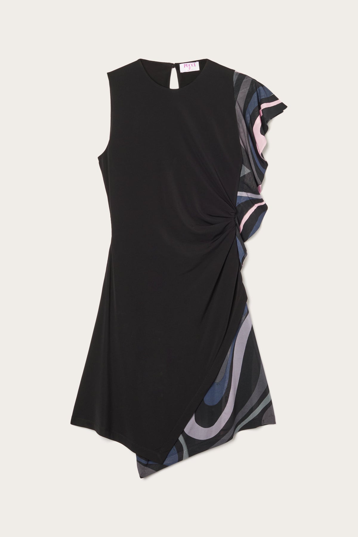 Pucci Marmo Print Drape Sleeveless Dress