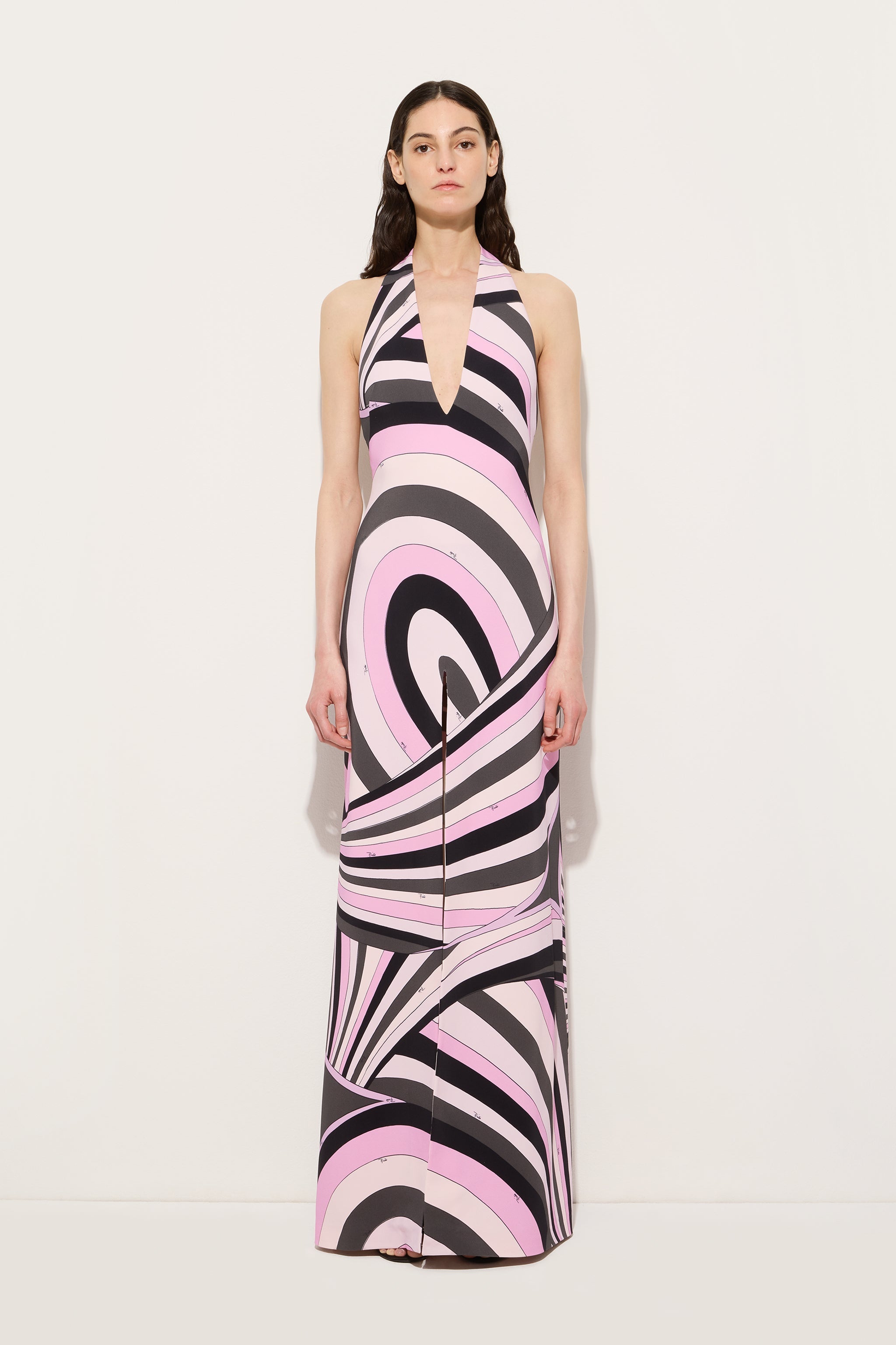 Pucci Iride Print Long V-Neck Dress