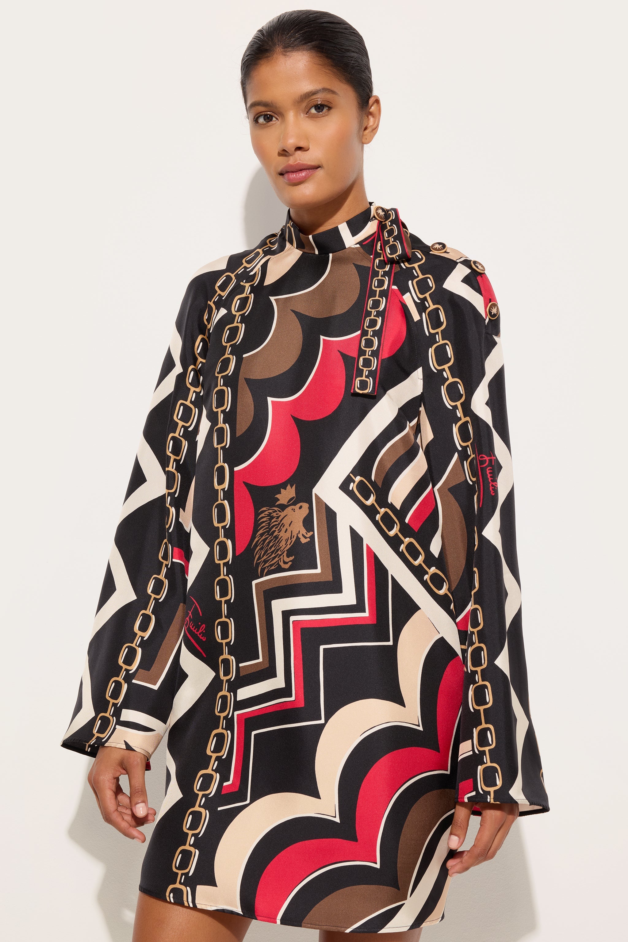 Pucci Istrice Print Silk Twill Dress