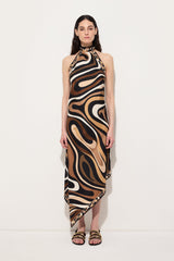 Pucci Marmo Print Long Dress with Halter Neck