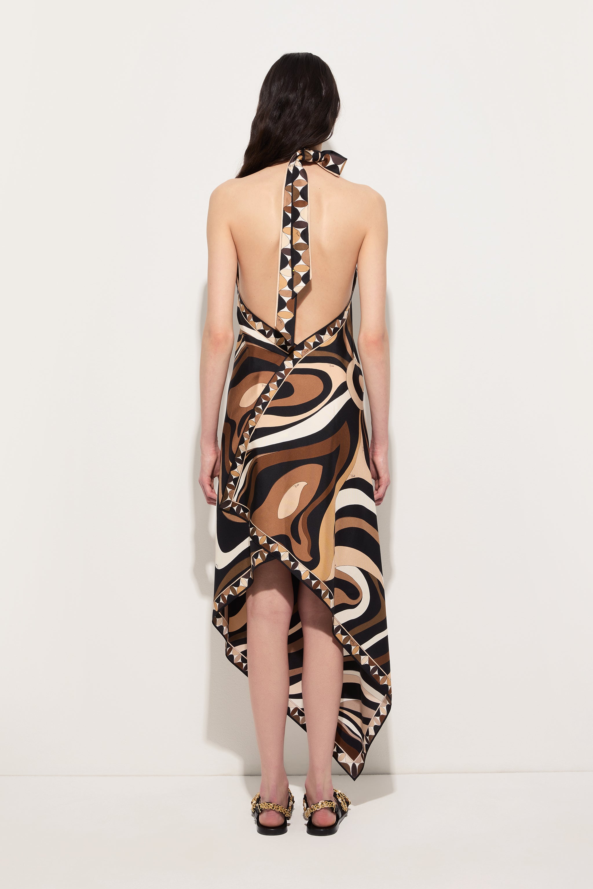 Pucci Marmo Print Long Dress with Halter Neck