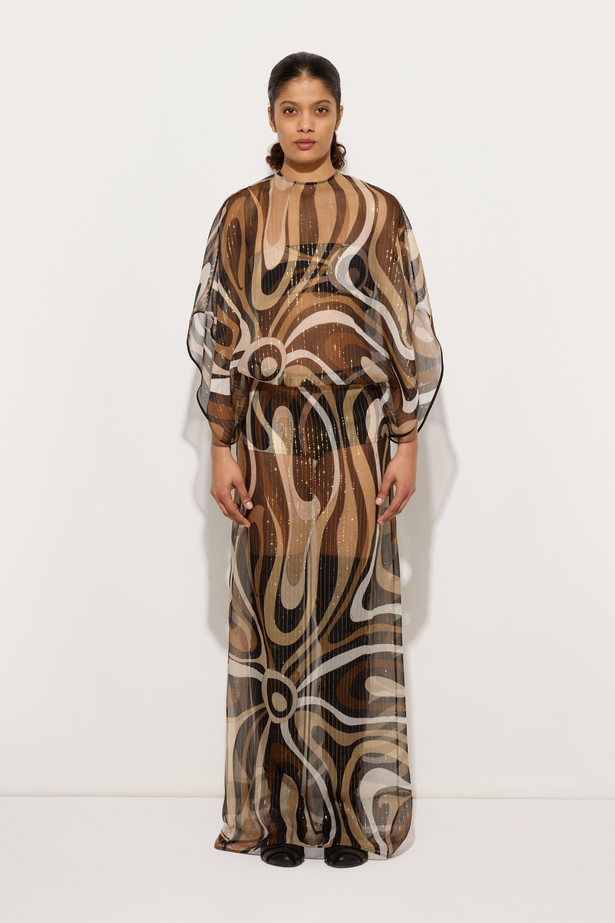Pucci Marmo Print Long Creponne Dress