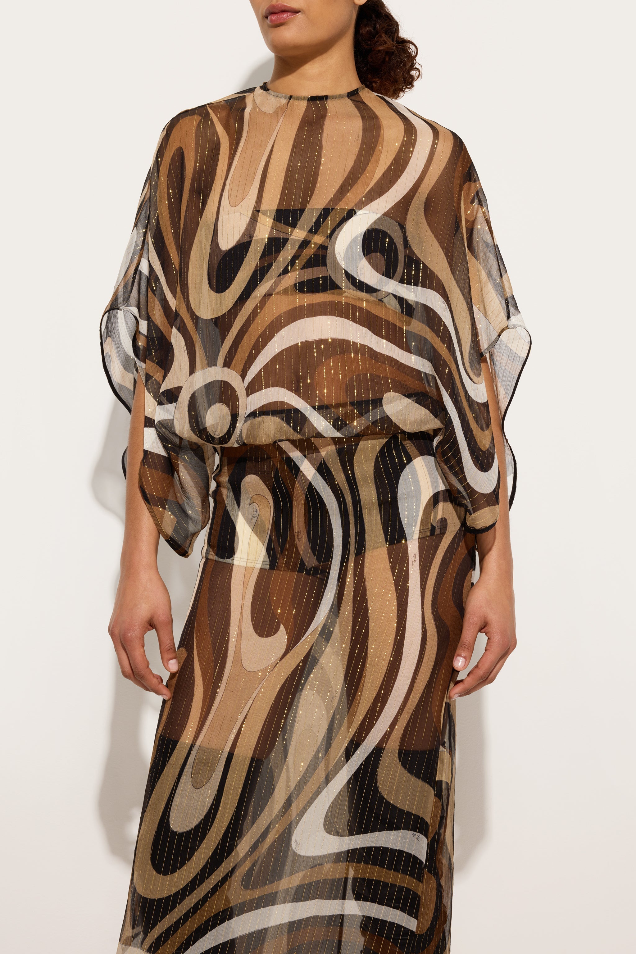 Pucci Marmo Print Long Creponne Dress
