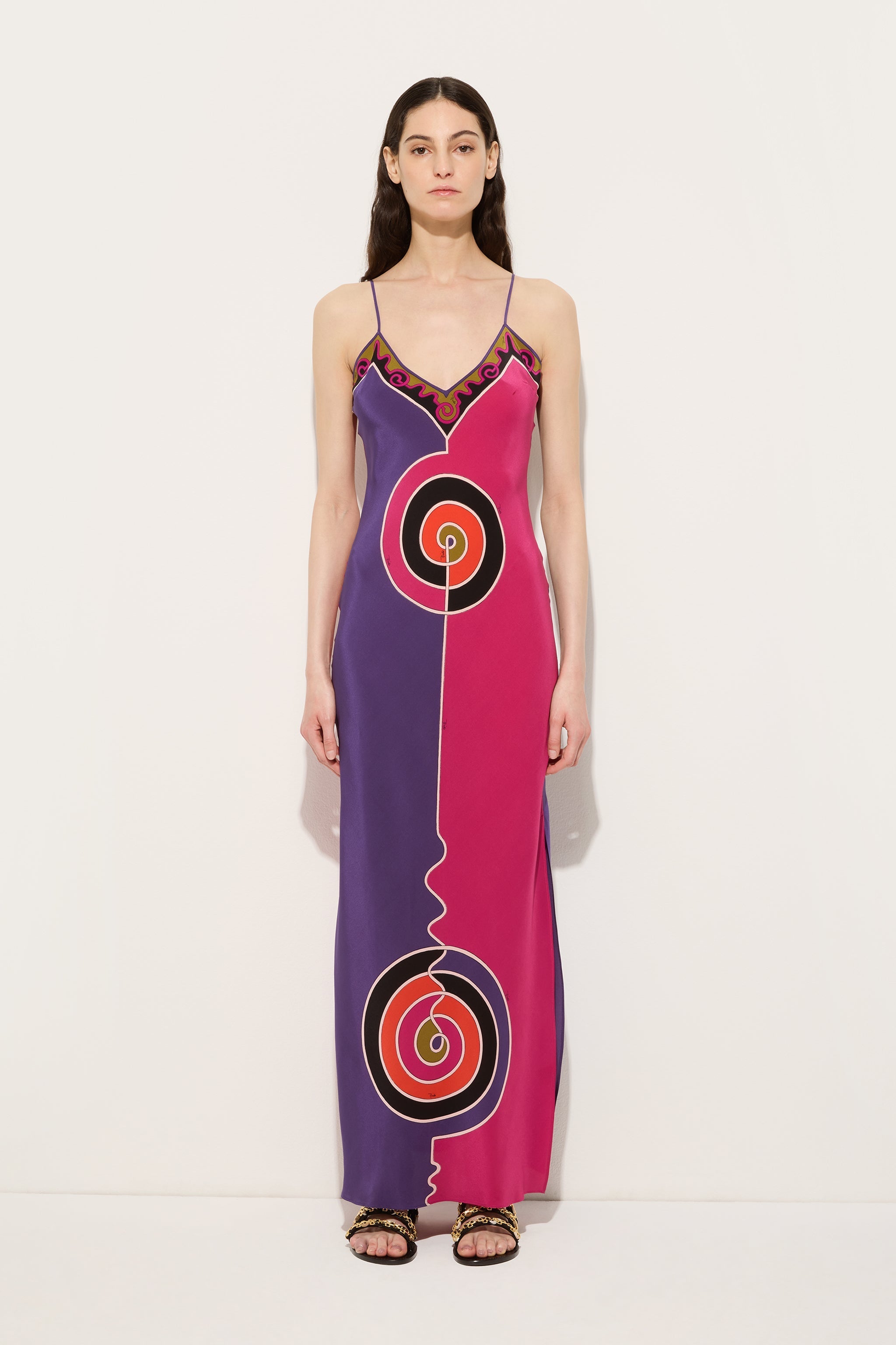 Pucci Astro Print Long Crêpe de Chine Dress