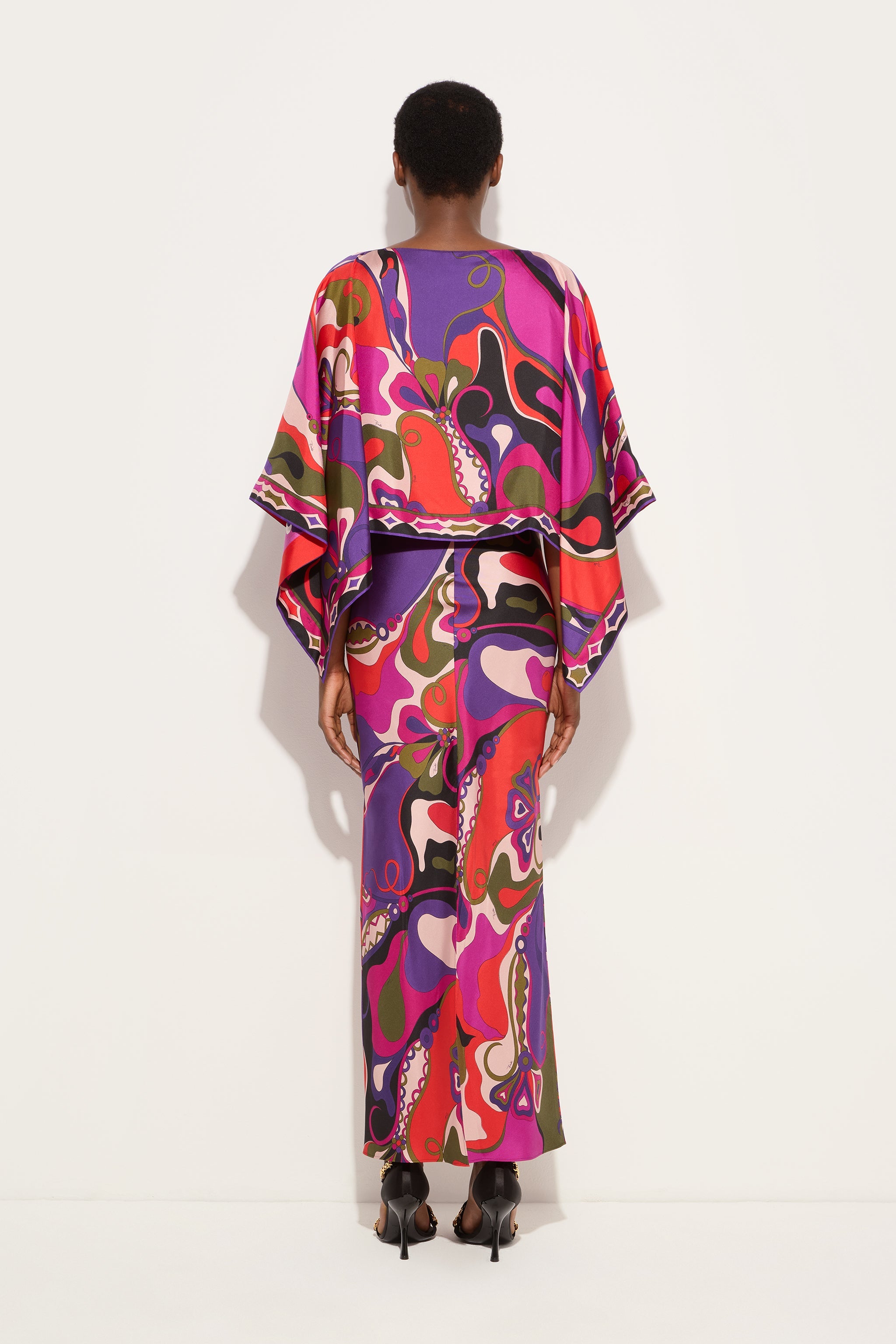 Pucci Orchidee Print Long Dress with Shawl