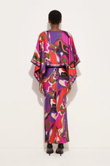 Pucci Orchidee Print Long Dress with Shawl