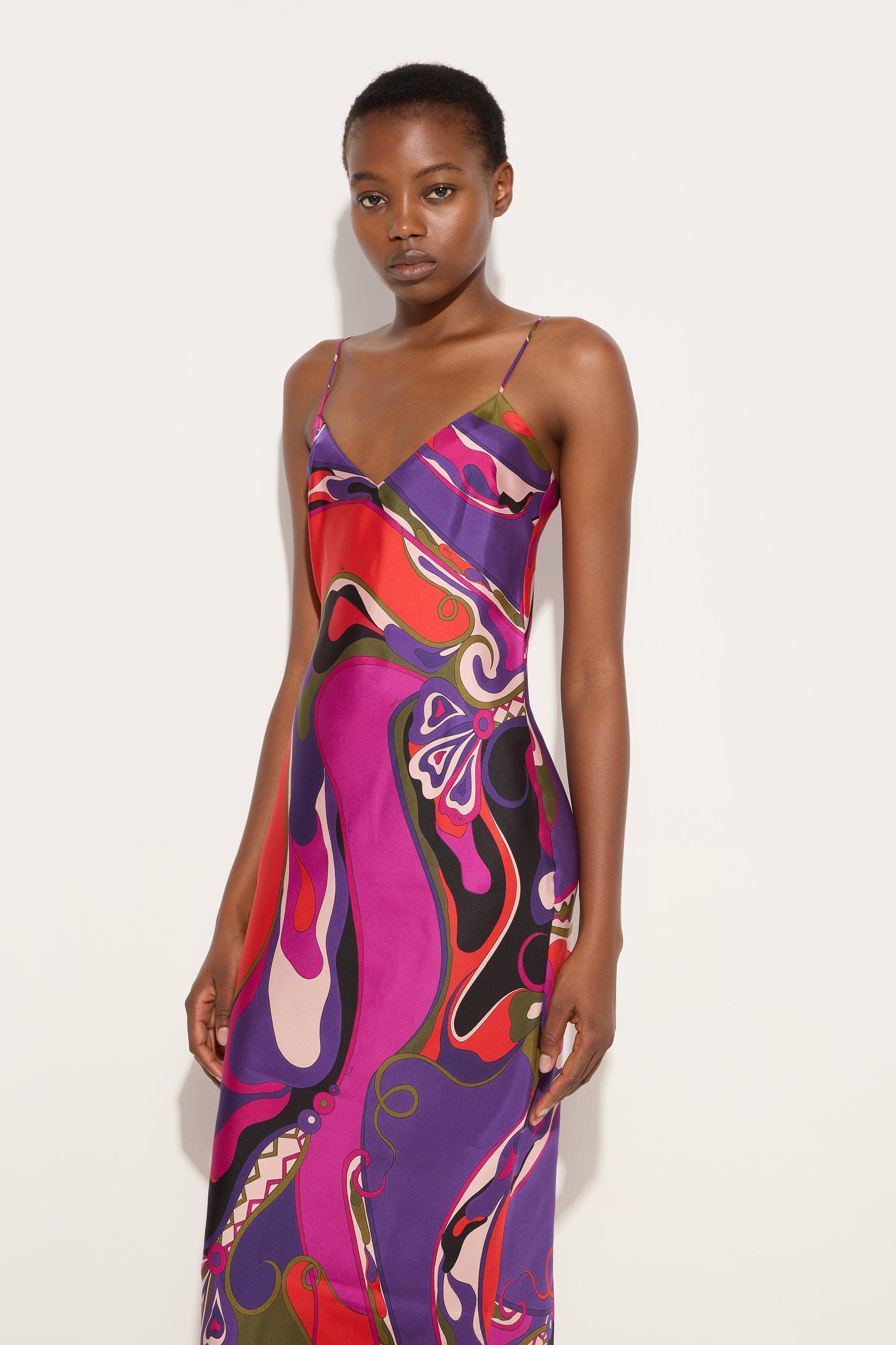 Pucci Orchidee Print Long Dress with Shawl