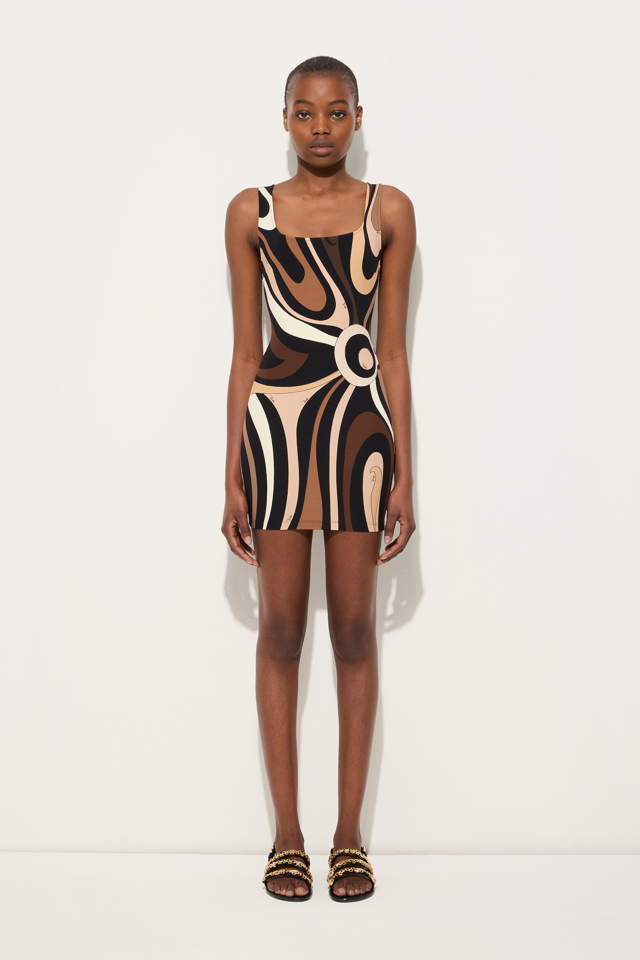 Pucci Marmo Print Mini Dress with Square Neckline