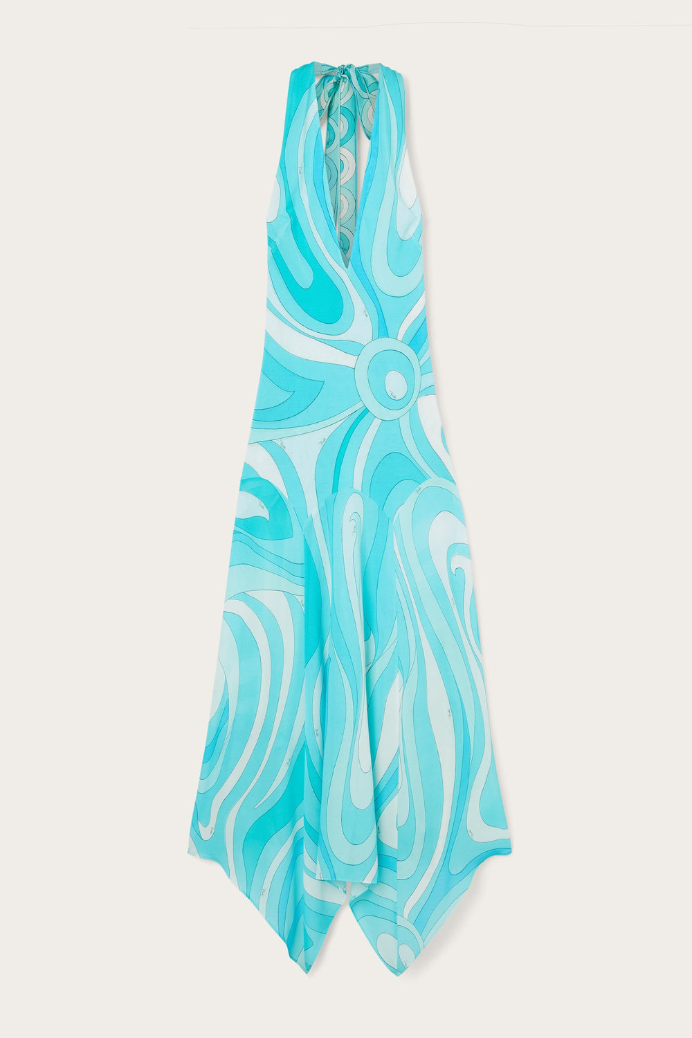 Pucci Marmo Print V-neck Dress with Asymmetrical Hem