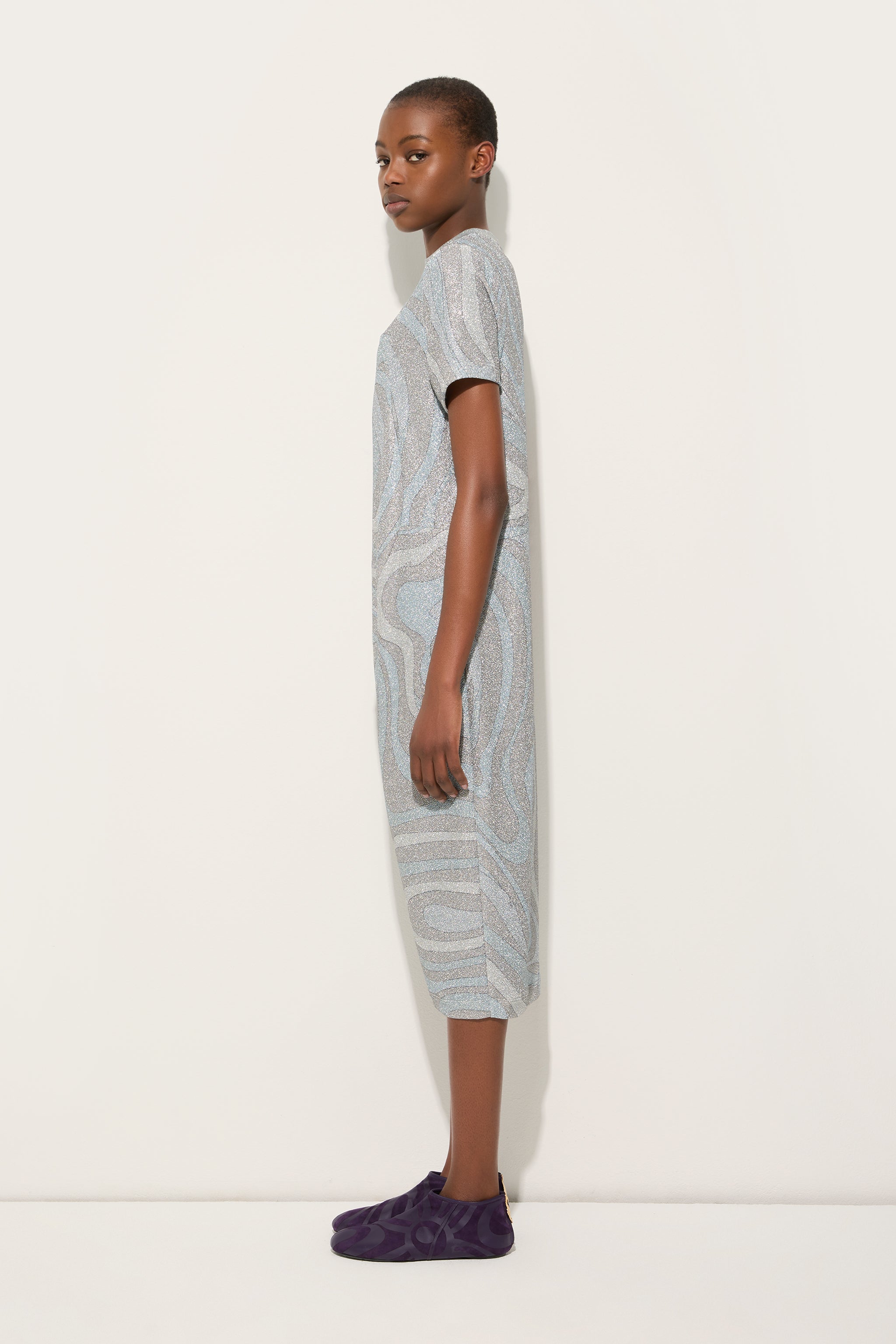 Pucci Marmo Print Dress in Jersey Lamé