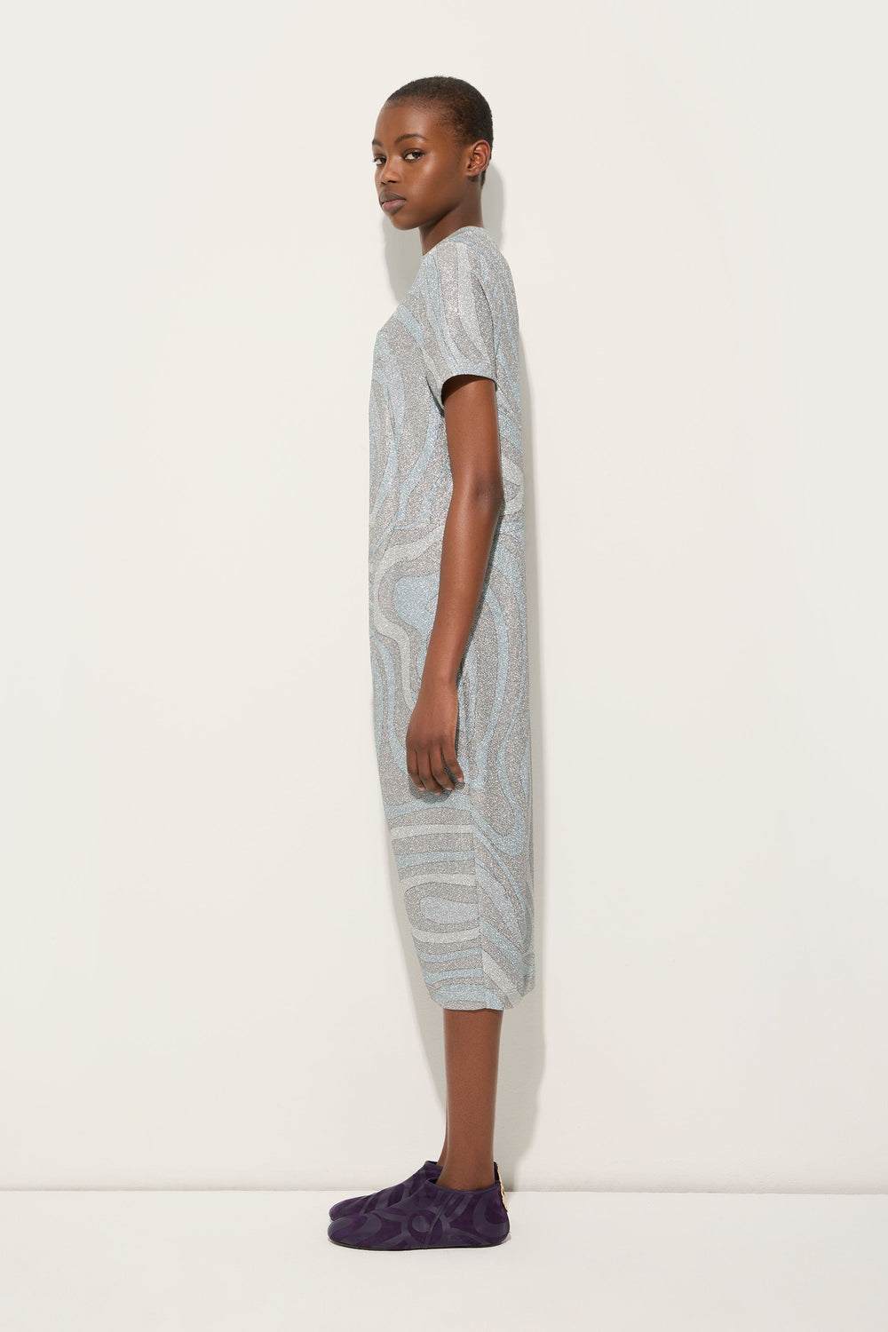Pucci Marmo Print Dress in Jersey Lamé