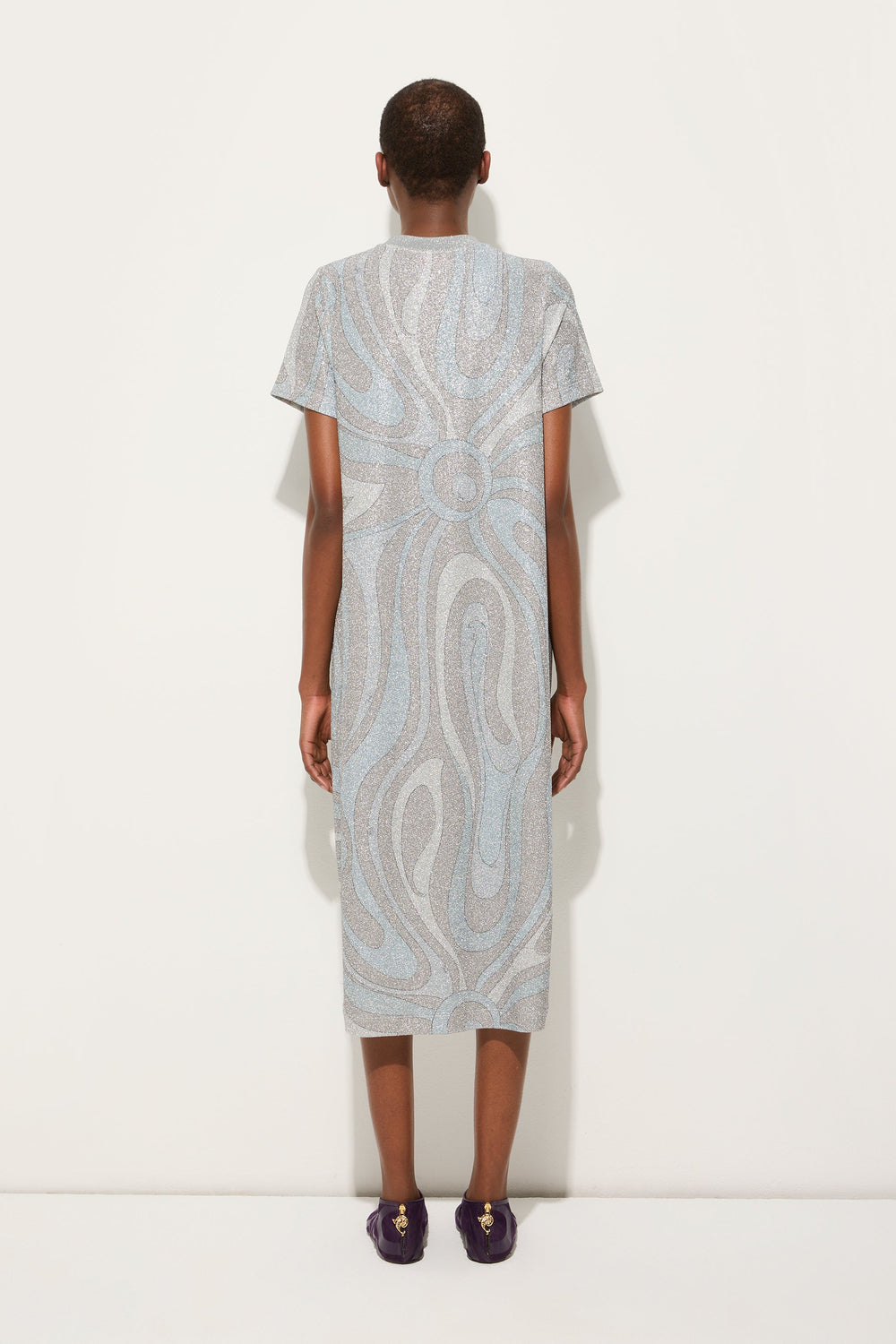Pucci Marmo Print Dress in Jersey Lamé
