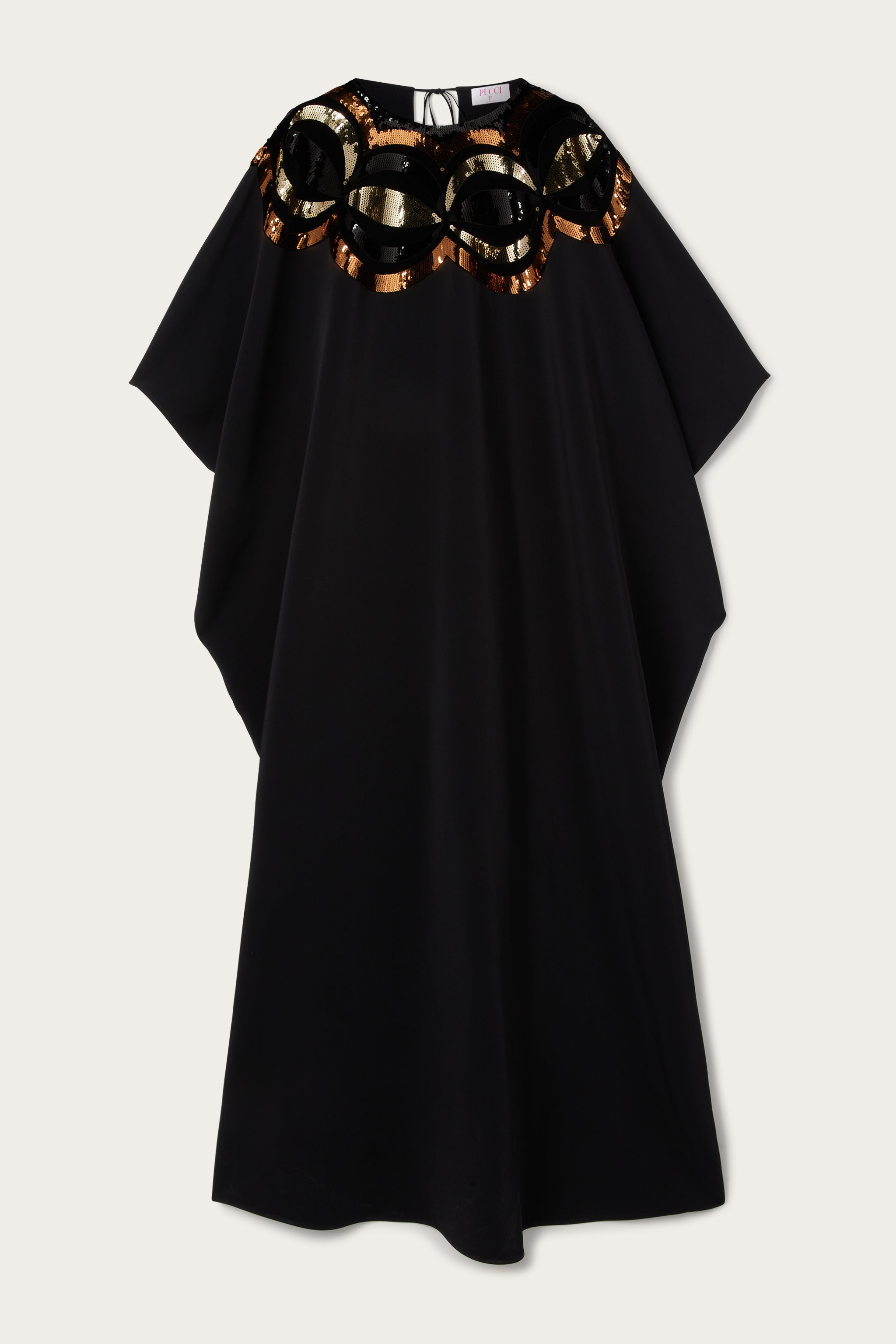 Pucci Long Kaftan with Sequined Collane Embroidery