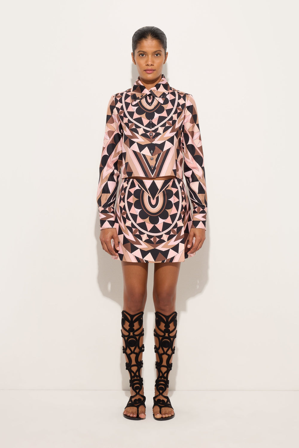 Pucci Manuba Print Silk Crop Shirt