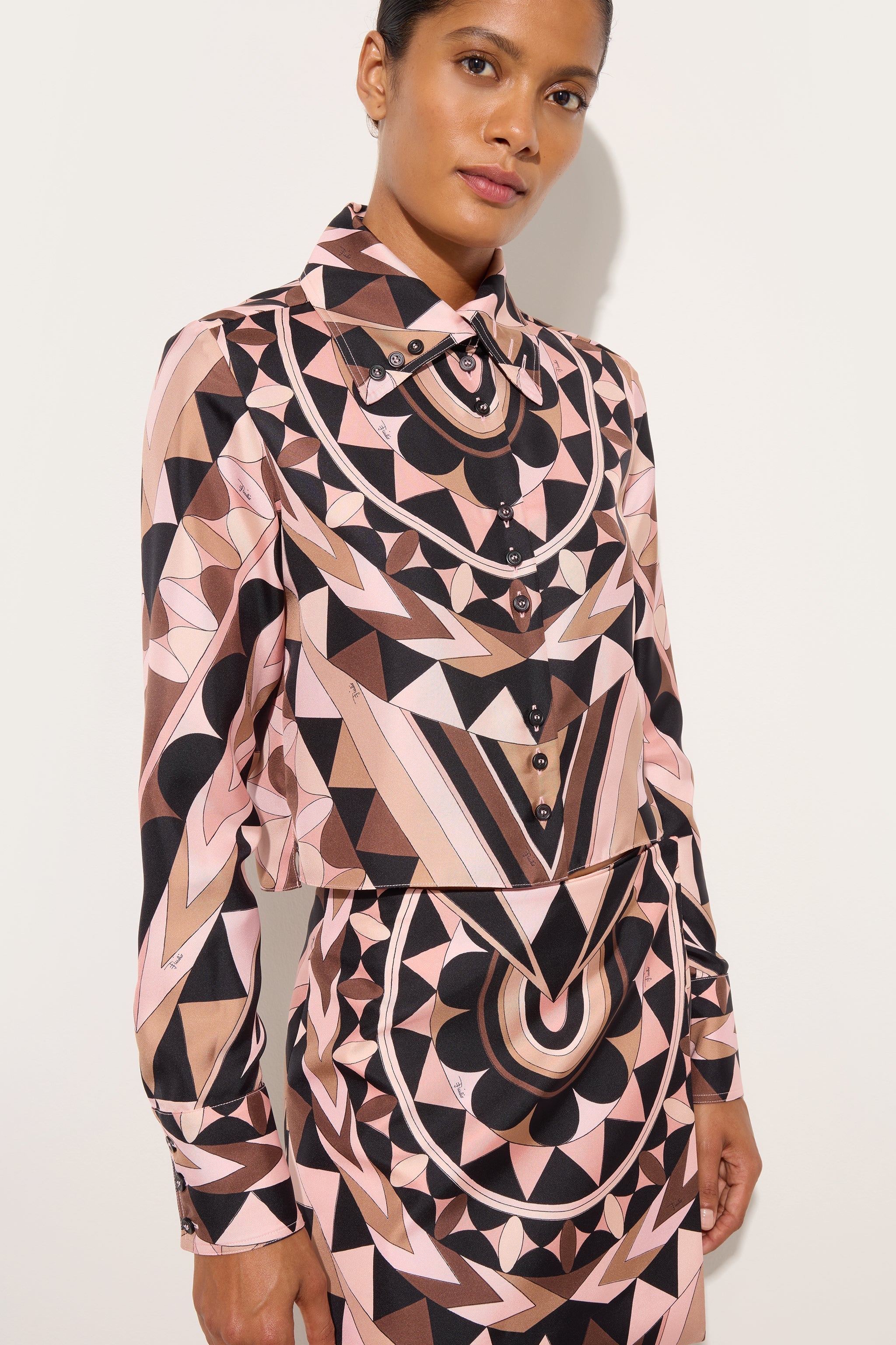 Pucci Manuba Print Silk Crop Shirt