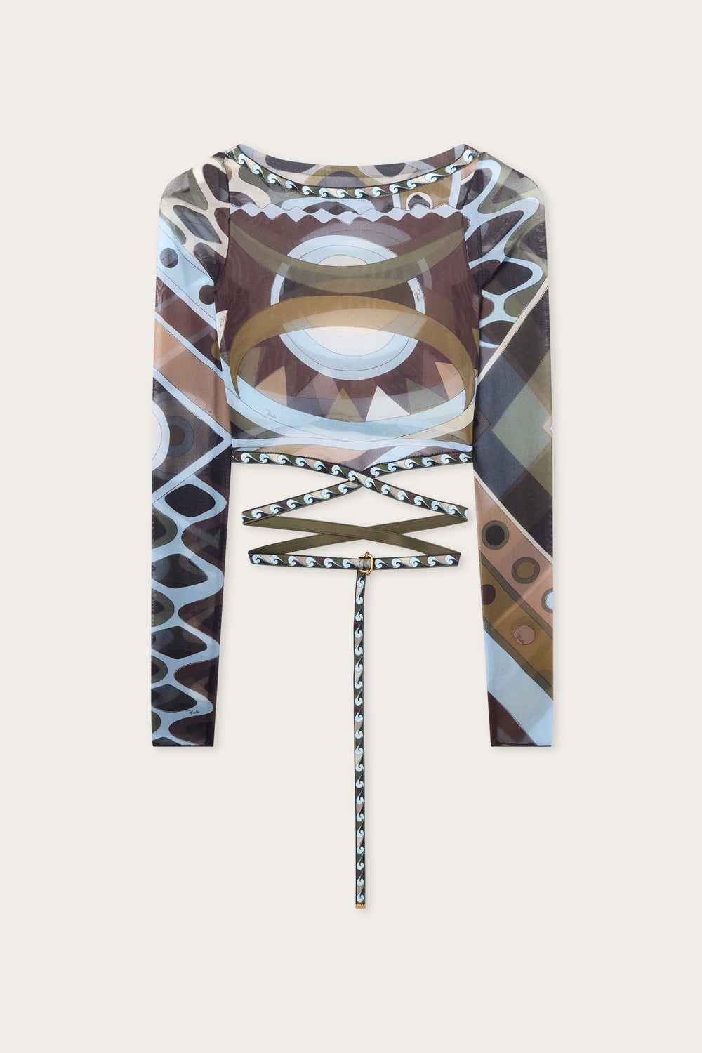 Pucci Vivara Print Tulle Crop Top